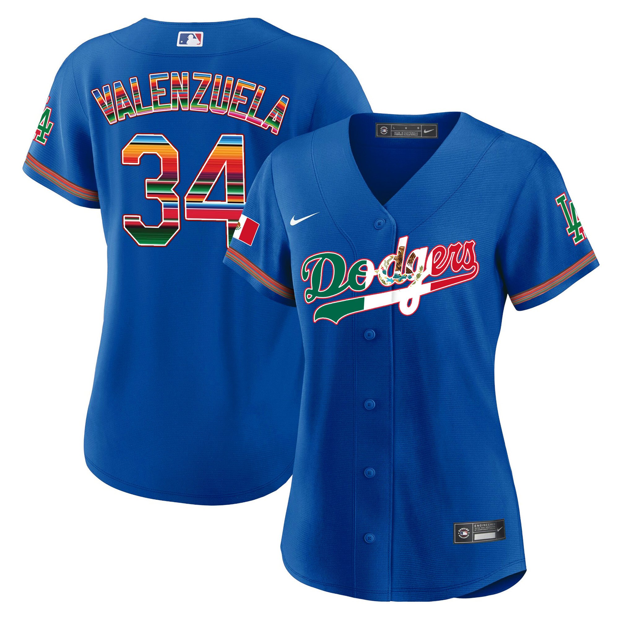 Women's Fernando Valenzuela Los Angeles Dodgers Mexico Baseball Limited Royal Jersey V4 - All Stitched