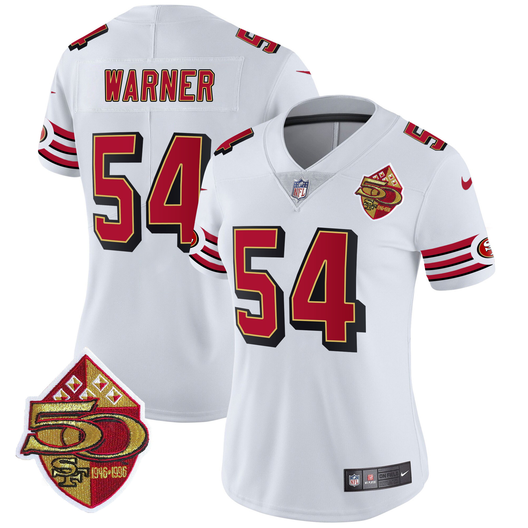 Women's Fred Warner San Francisco 49ers 1996 Throwback Vapor Limited White Jersey - All Stitched