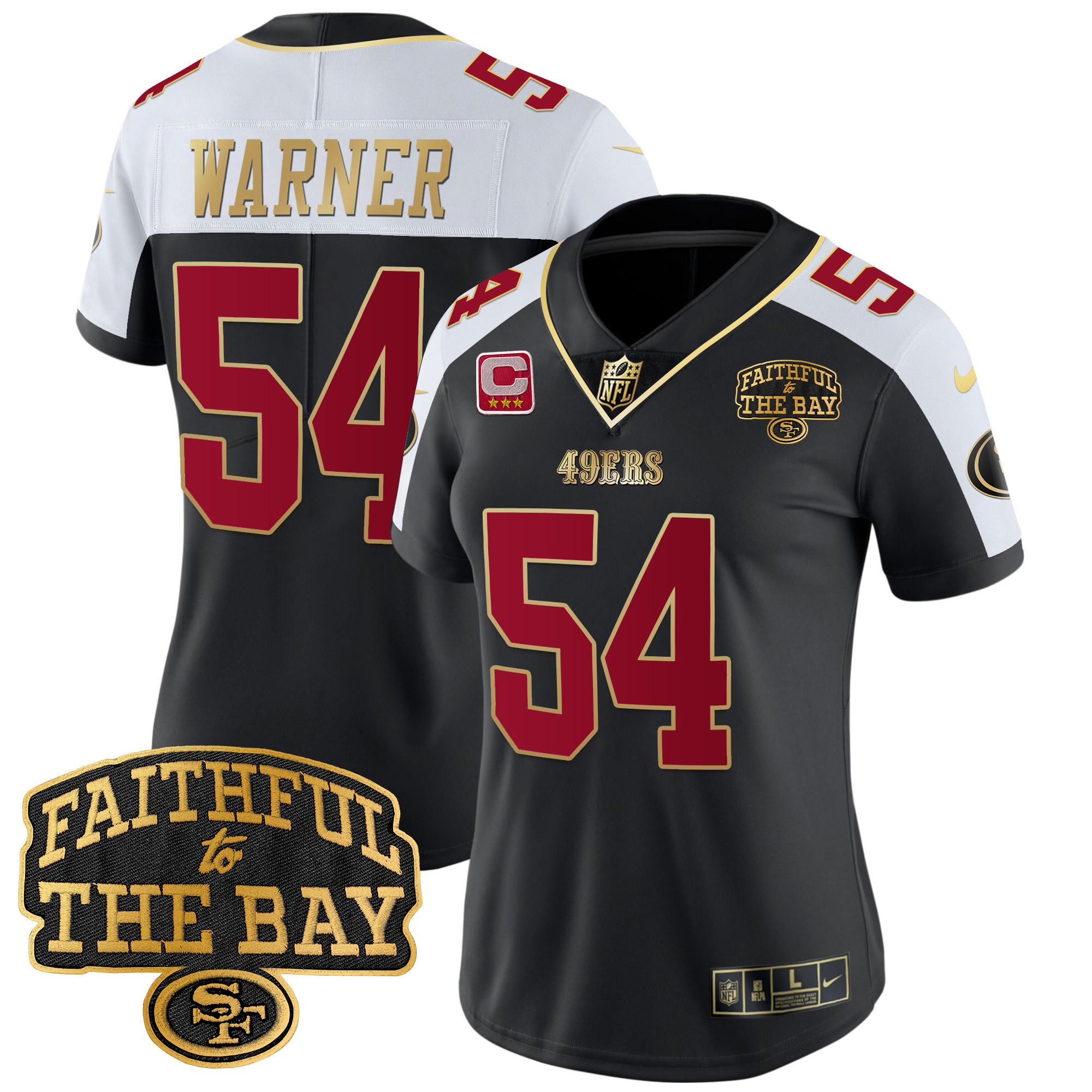 Women's Fred Warner San Francisco 49ers Faithful To The Bay Patch Vapor Limited Black Alternate Jersey V8 - All Stitched
