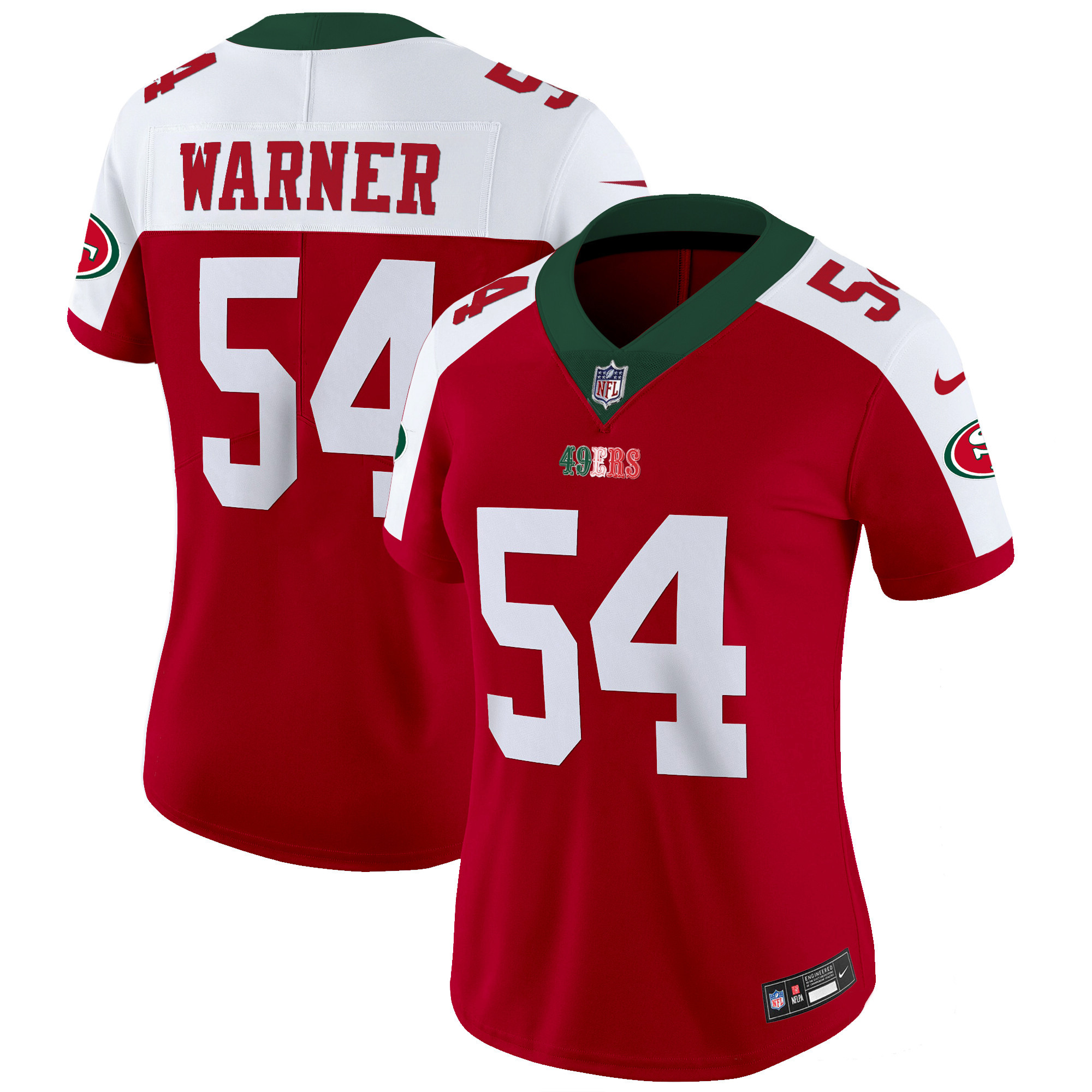 Women's Fred Warner San Francisco 49ers Mexico Vapor Red Alternate Jersey V2 - All Stitched