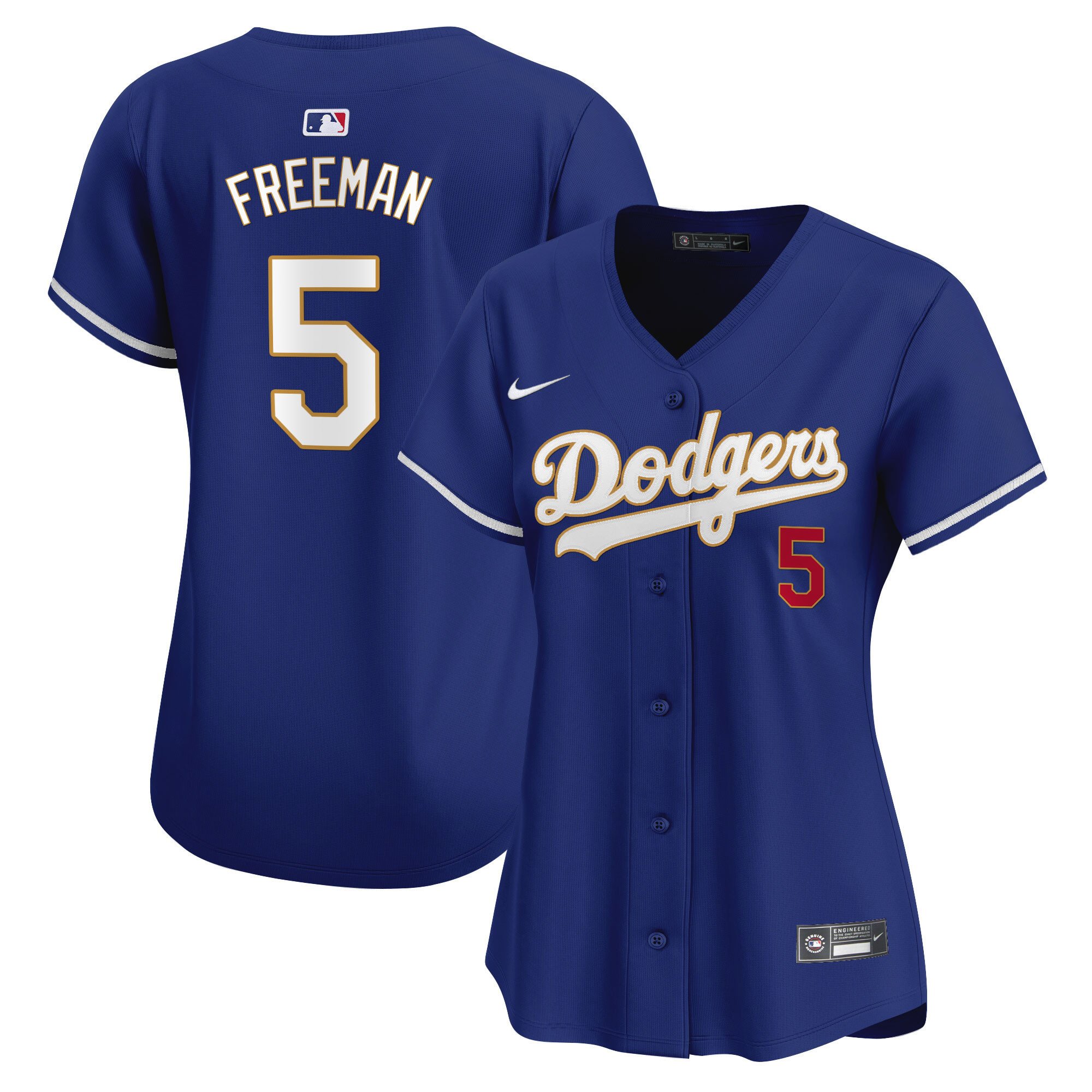 Women's Freddie Freeman Los Angeles Dodgers Gold Trim Vapor Premier Limited Royal Jersey - All Stitched