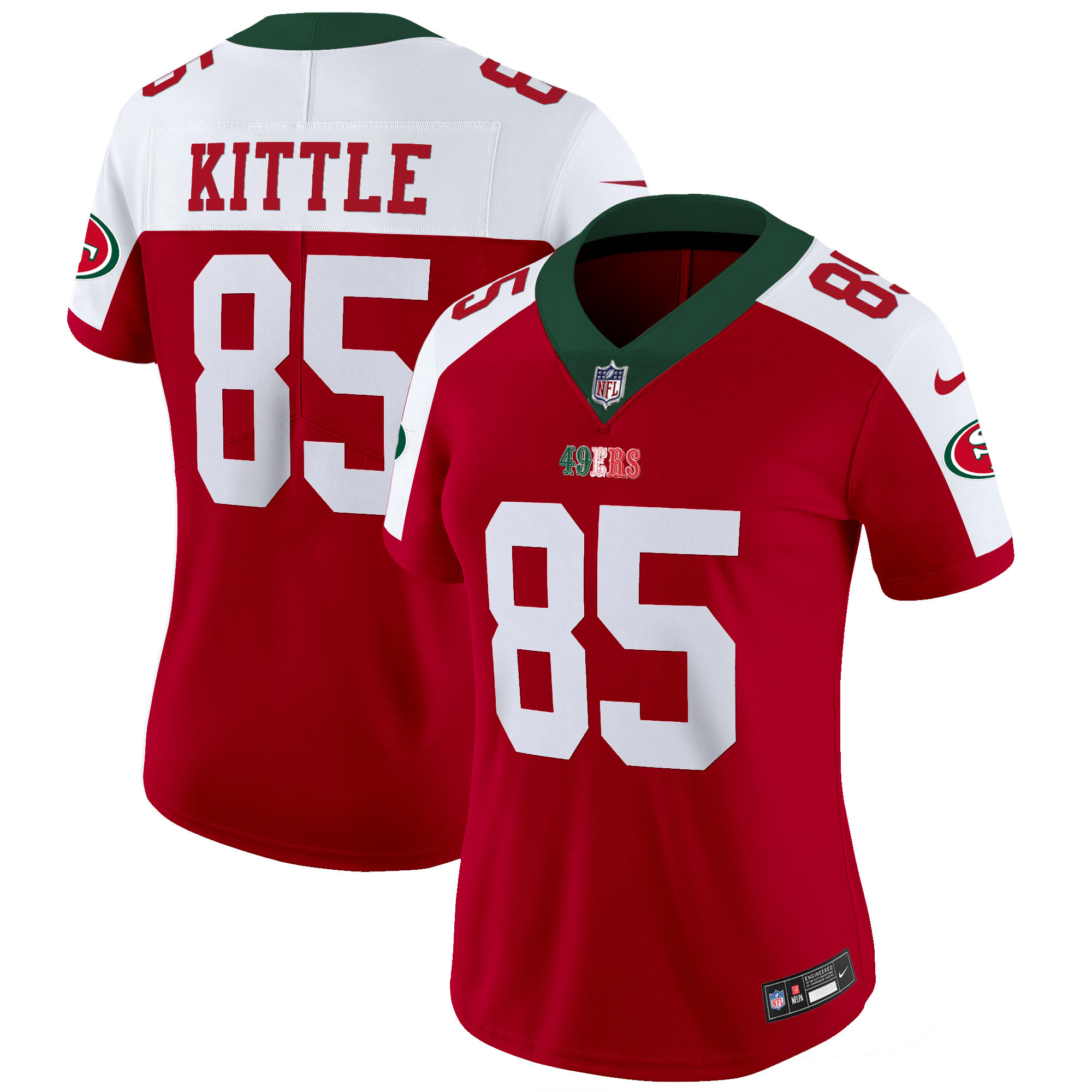 Women's George Kittle San Francisco 49ers Mexico Vapor Red Alternate Jersey V2 - All Stitched