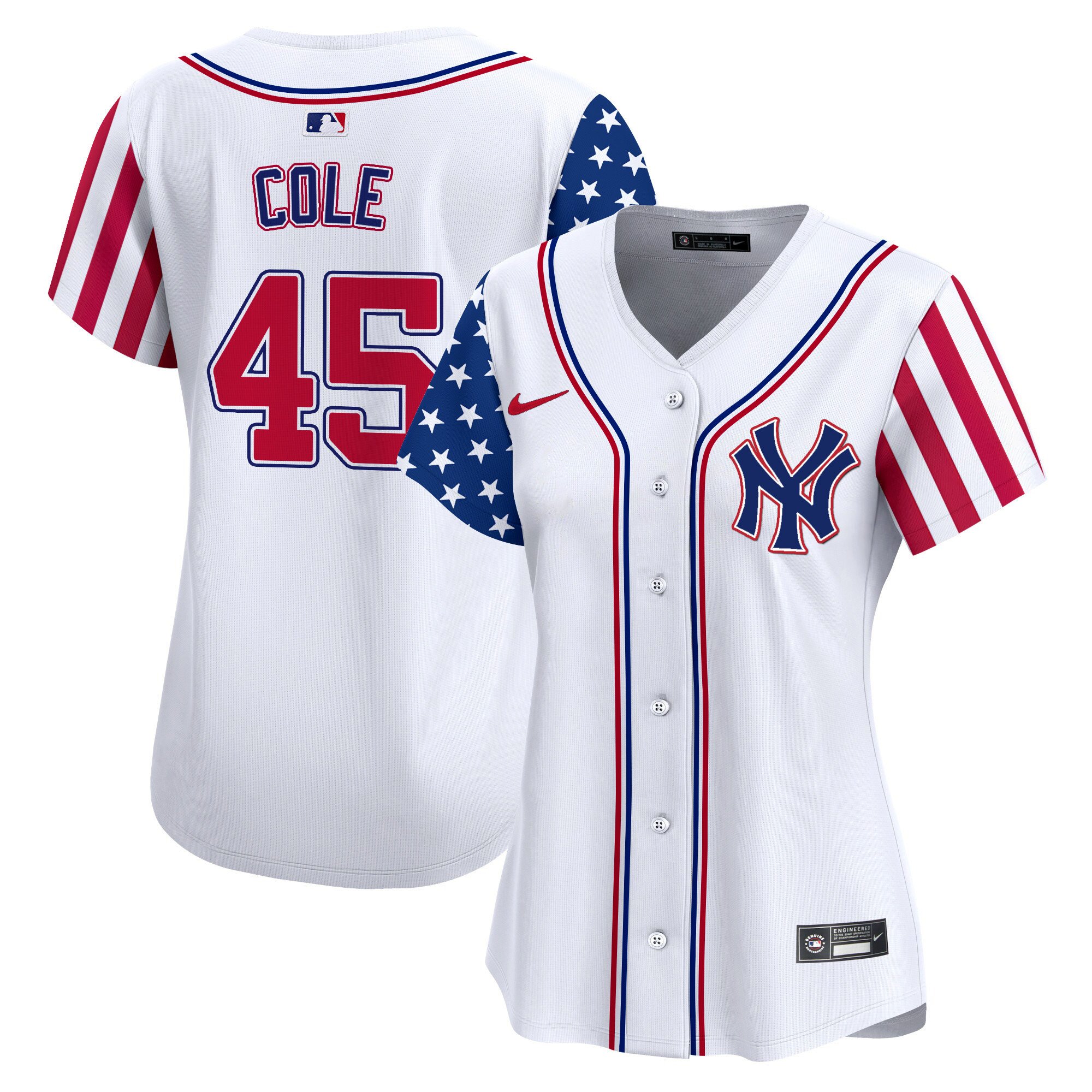 Women's Gerrit Cole New York Yankees 2024 Independence Day Vapor Premier Limited White Jersey - All Stitched