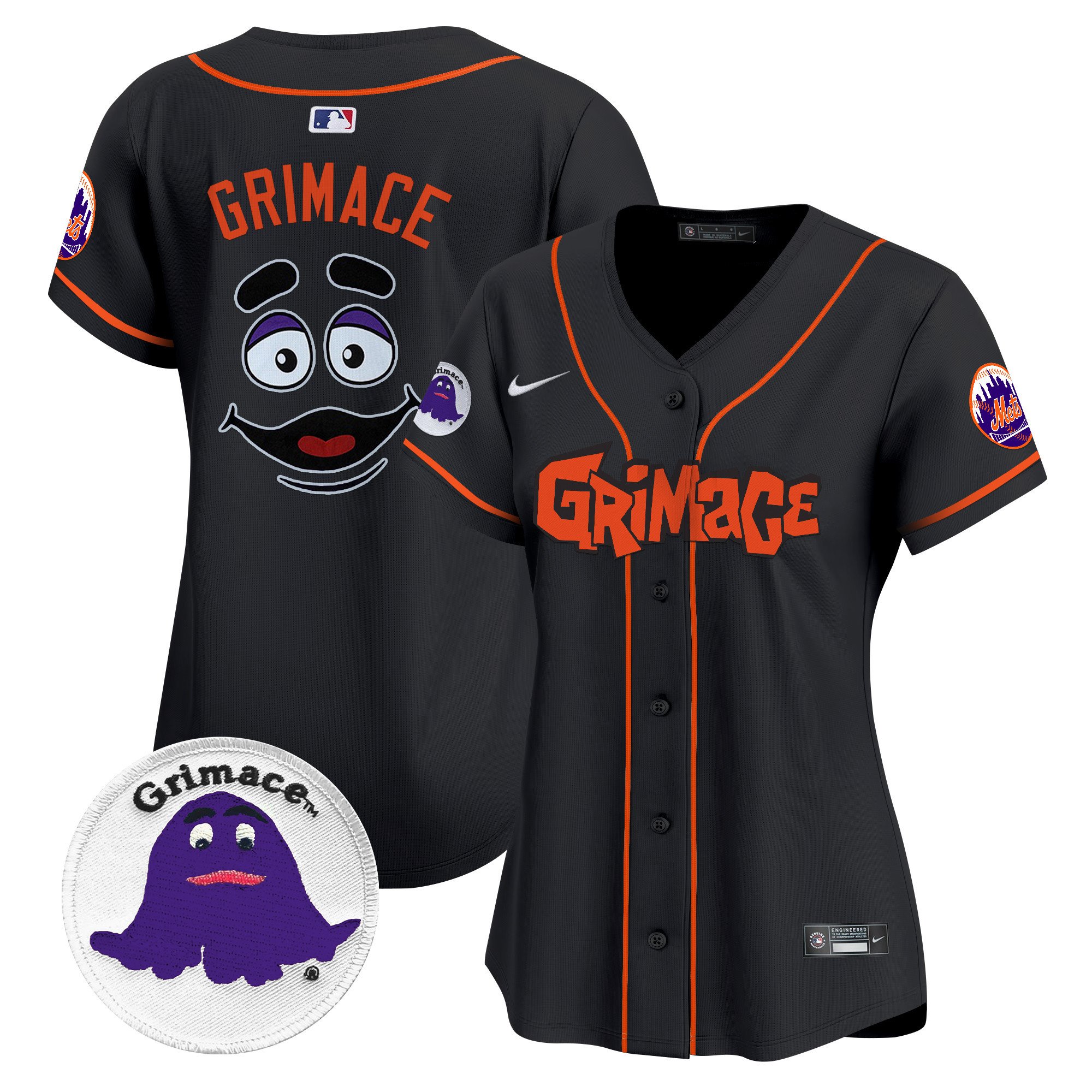 Women's Grimace New York Mets Grimace Vapor Premier Limited Black Jersey V2 - All Stitched
