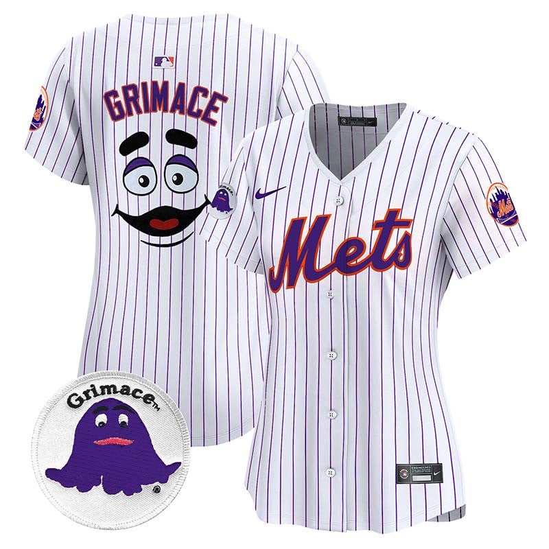 Women's Grimace New York Mets Grimace Vapor Premier Limited Pinstripe Jersey - All Stitched