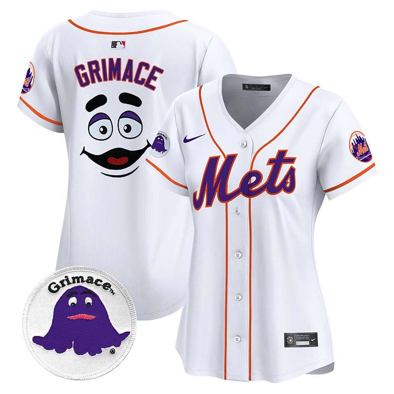 Women's Grimace New York Mets Grimace Vapor Premier Limited White Jersey - All Stitched