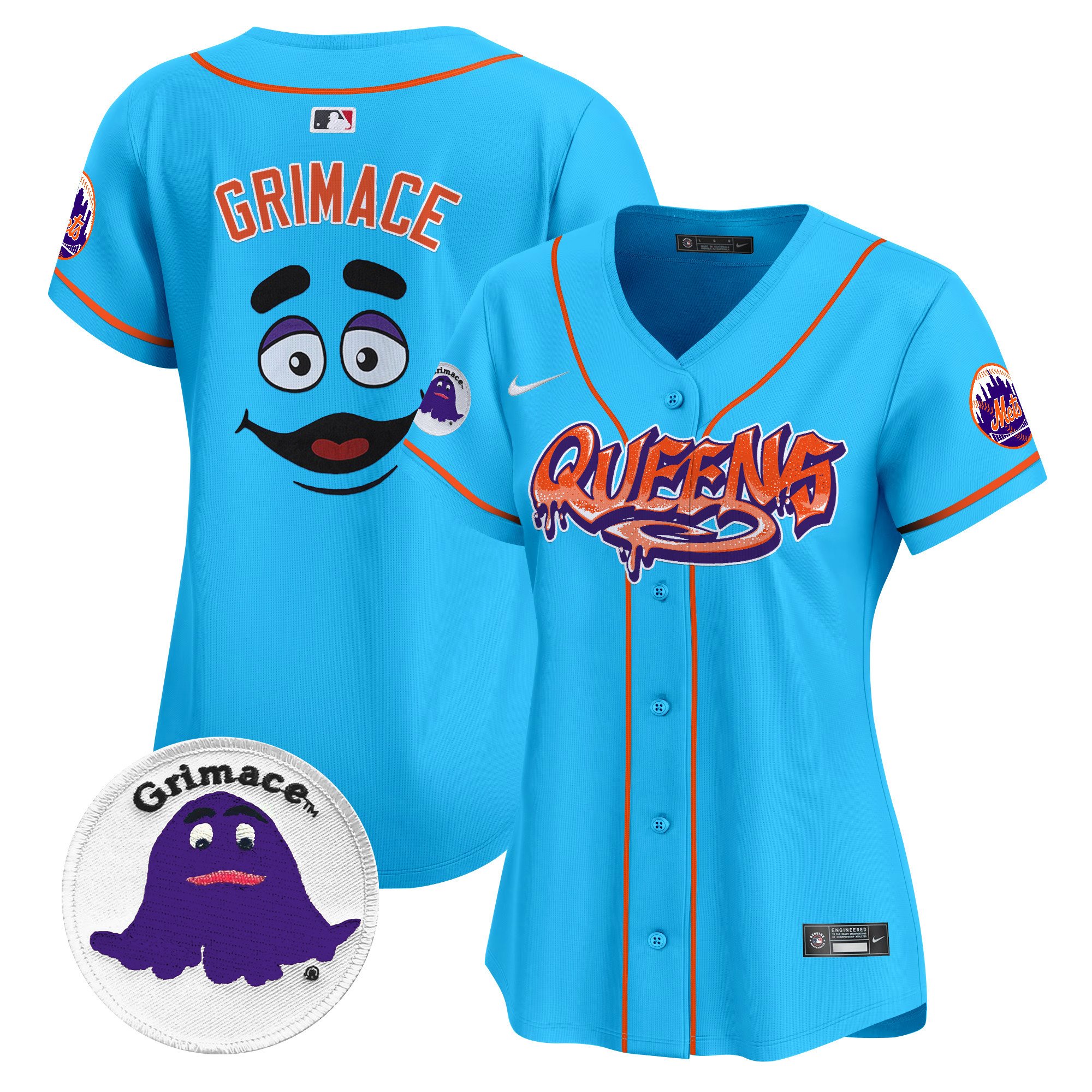 Women's Grimace New York Mets Queens Graffiti Vapor Premier Limited Light Blue Jersey - All Stitched