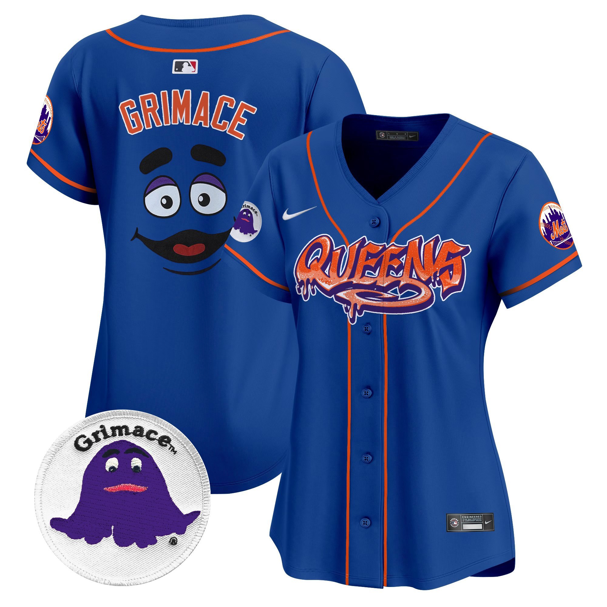 Women's Grimace New York Mets Queens Graffiti Vapor Premier Limited Royal Jersey - All Stitched