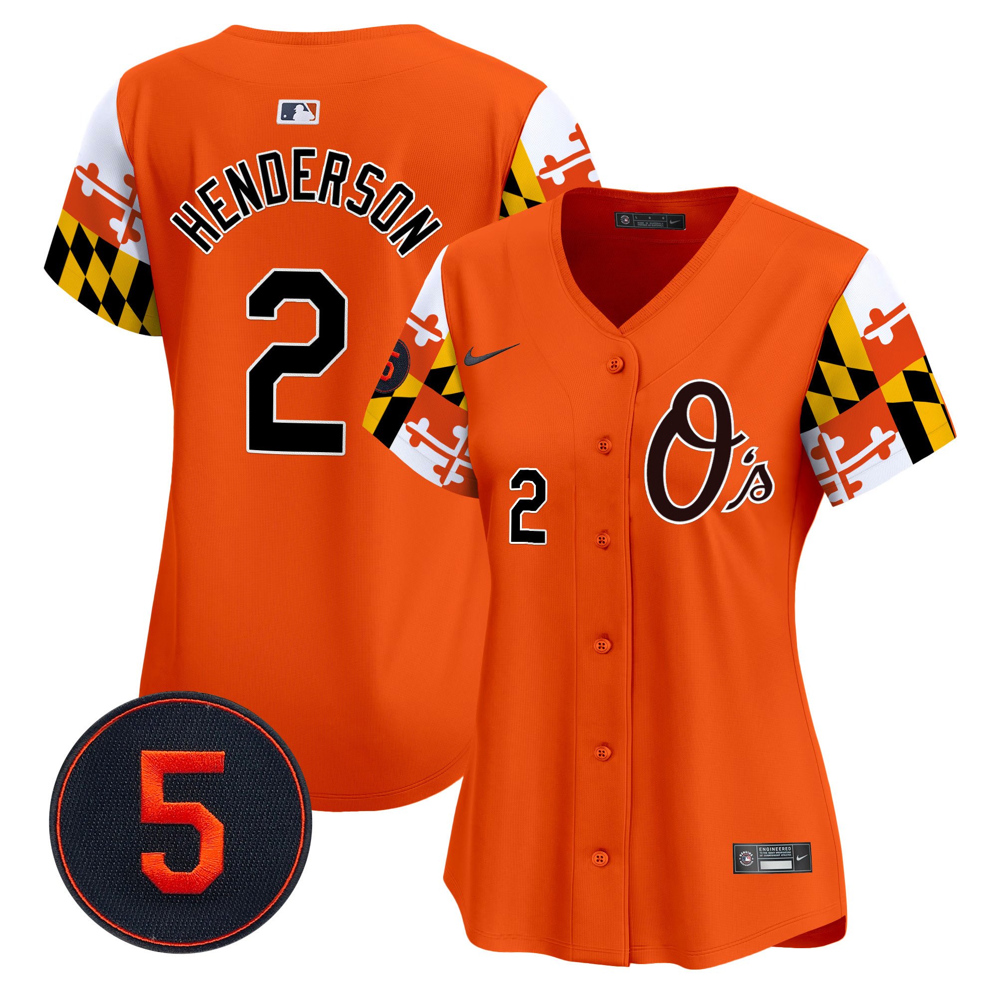 Women's Gunnar Henderson Baltimore Orioles Robinson Patch Vapor Premier Limited Orange Jersey V5 - All Stitched