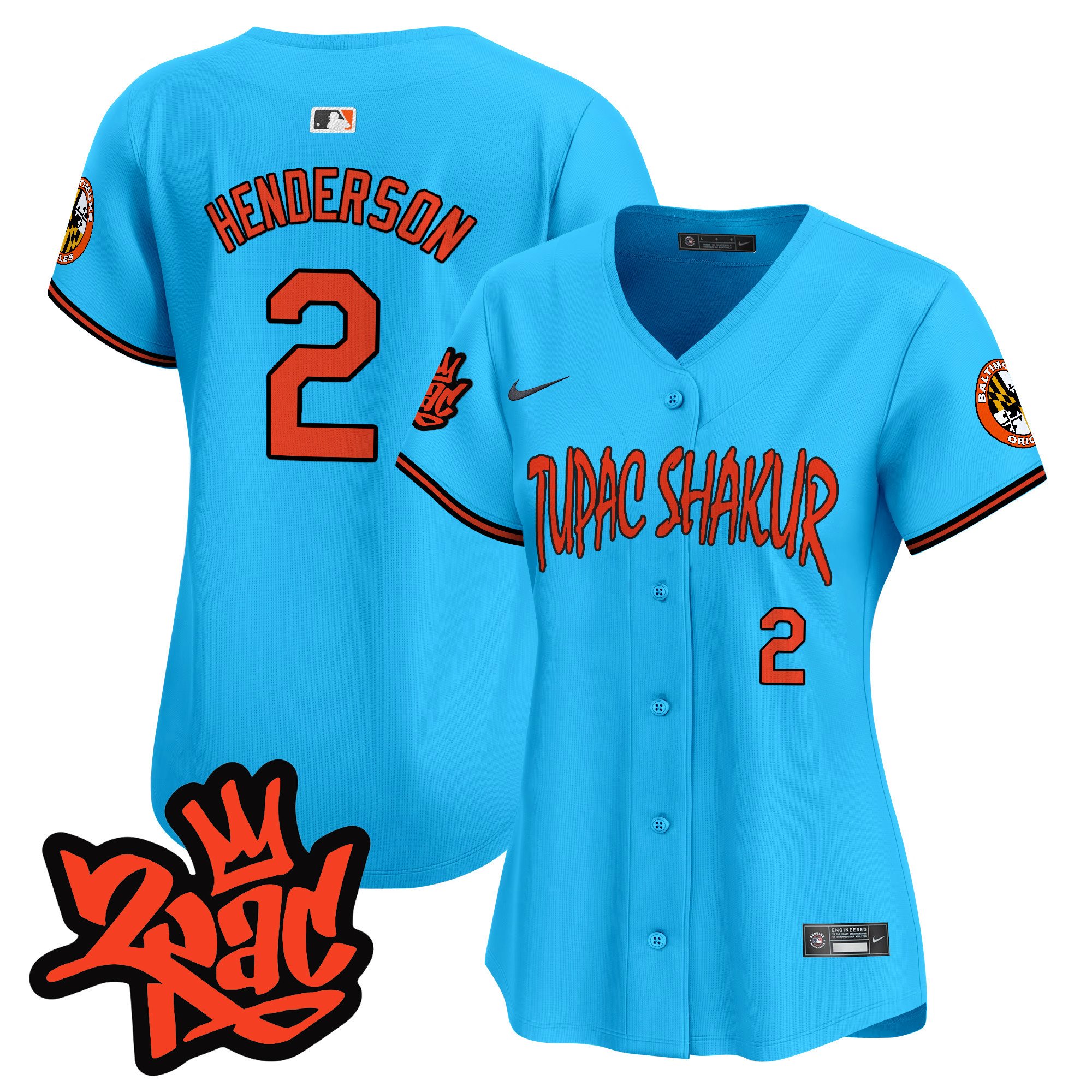 Women's Gunnar Henderson Baltimore Orioles Tupac Shakur Vapor Premier Limited Light Blue Jersey - All Stitched