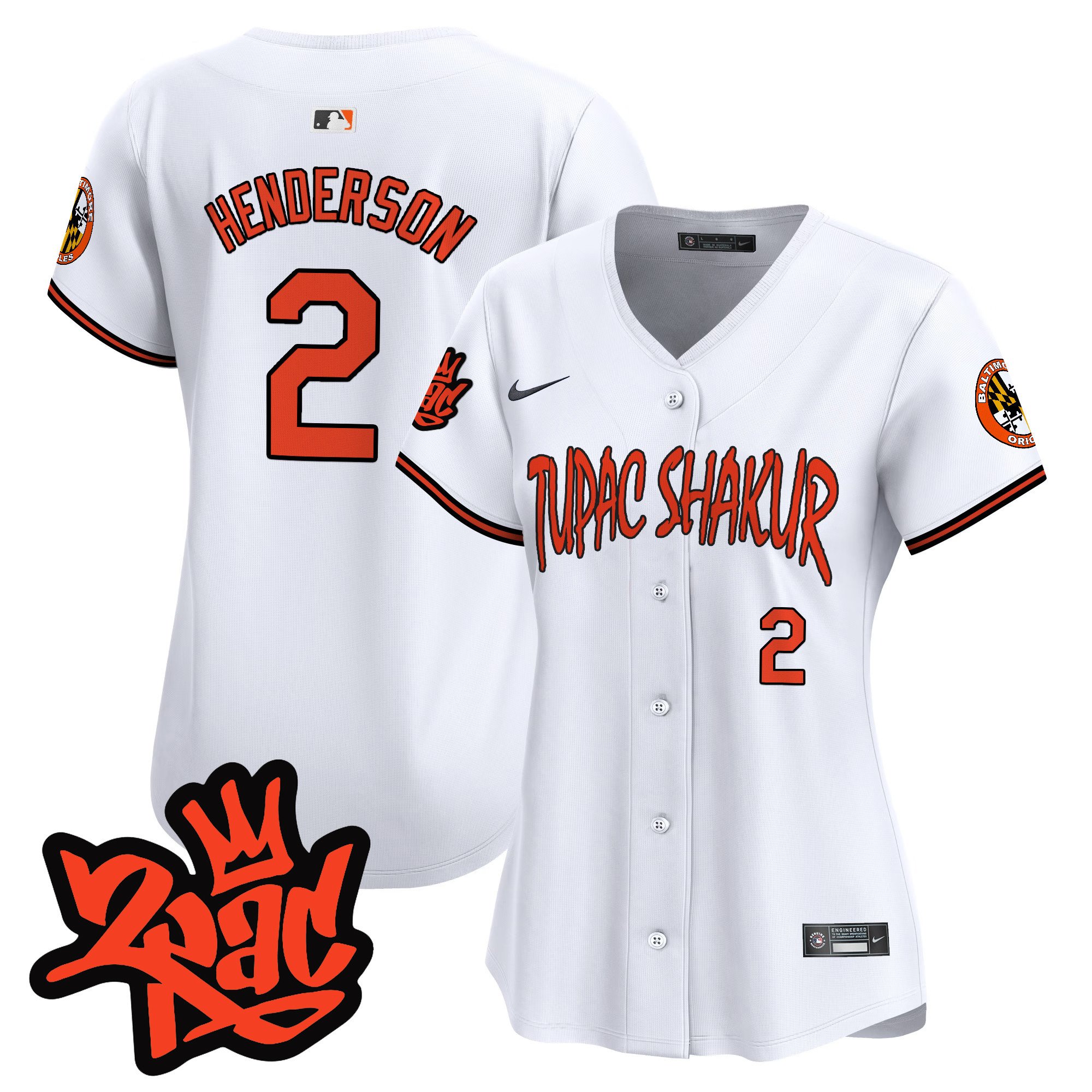 Women's Gunnar Henderson Baltimore Orioles Tupac Shakur Vapor Premier Limited White Jersey - All Stitched
