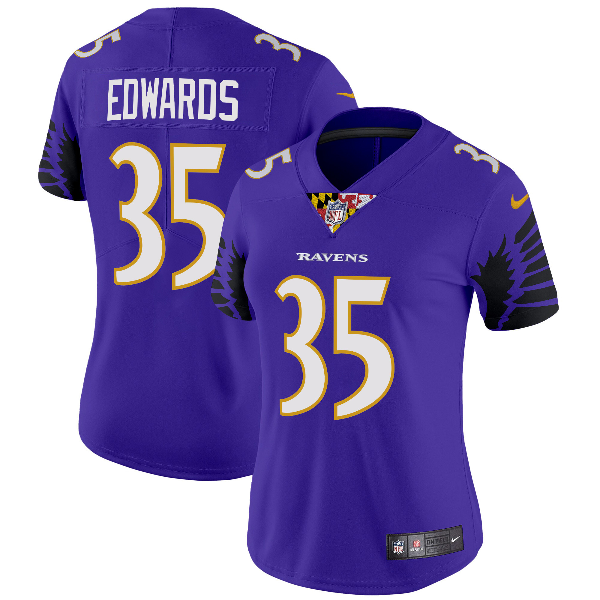 Women's Gus Edwards Baltimore Ravens Special Vapor Limited Purple Jersey - All Stitched