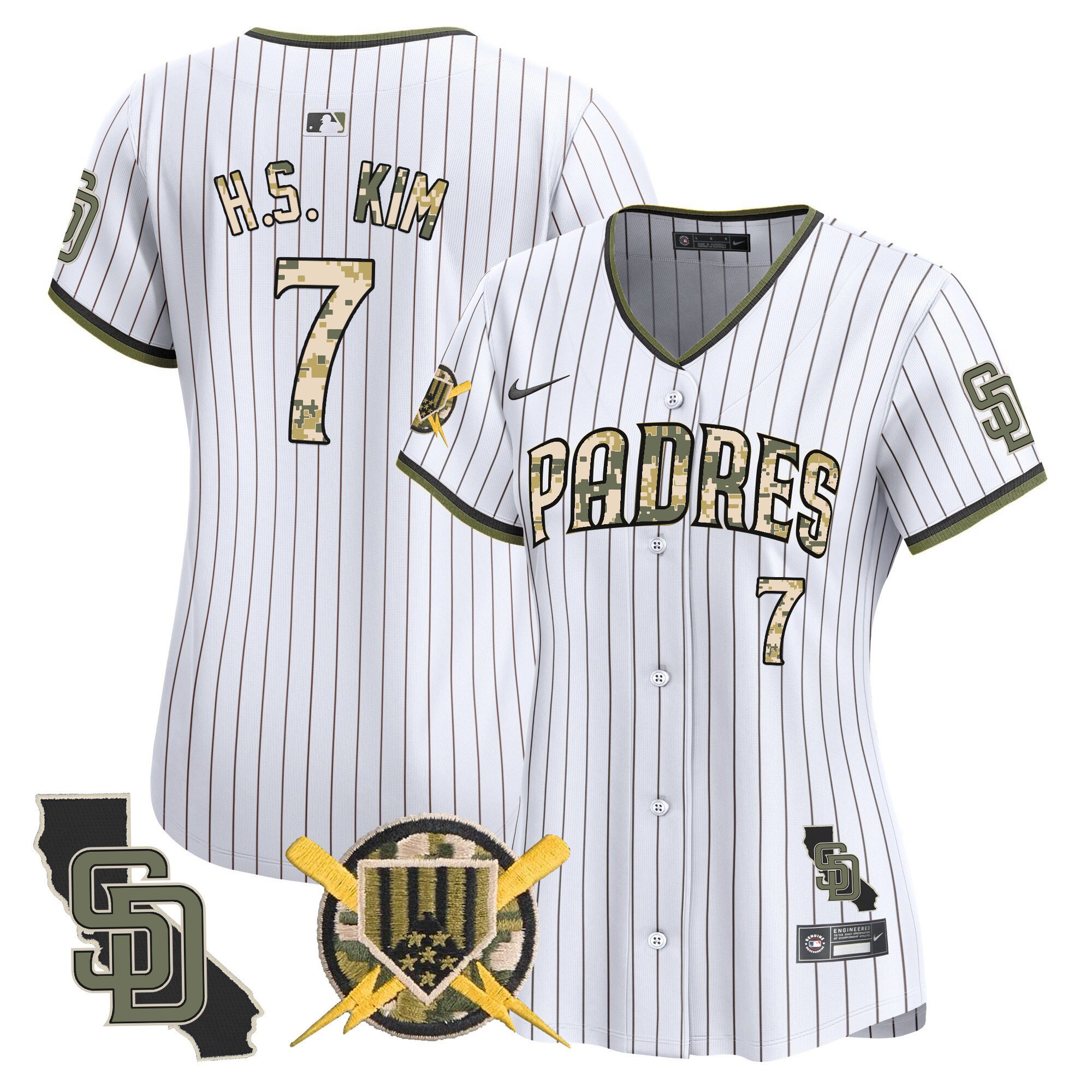 Women's Ha-Seong Kim San Diego Padres Armed Forces Day Vapor Premier Limited Pinstripe Jersey - All Stitched