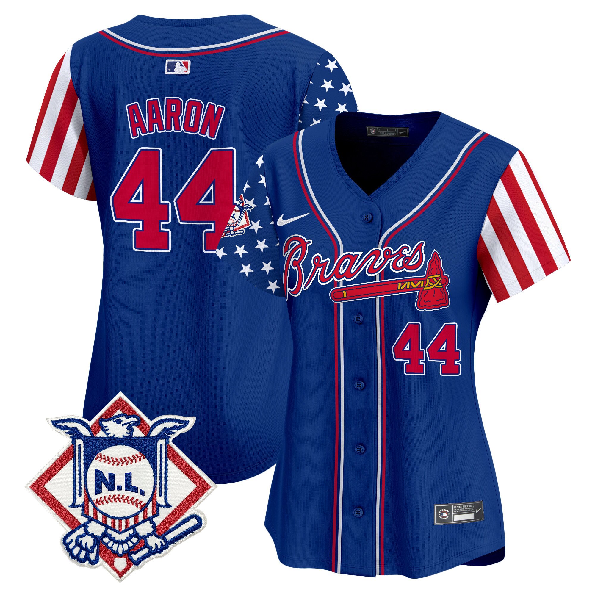 Women's Hank Aaron Atlanta Braves 2024 Fourth of July Vapor Premier Limited Royal Jersey V2 - All Stitched