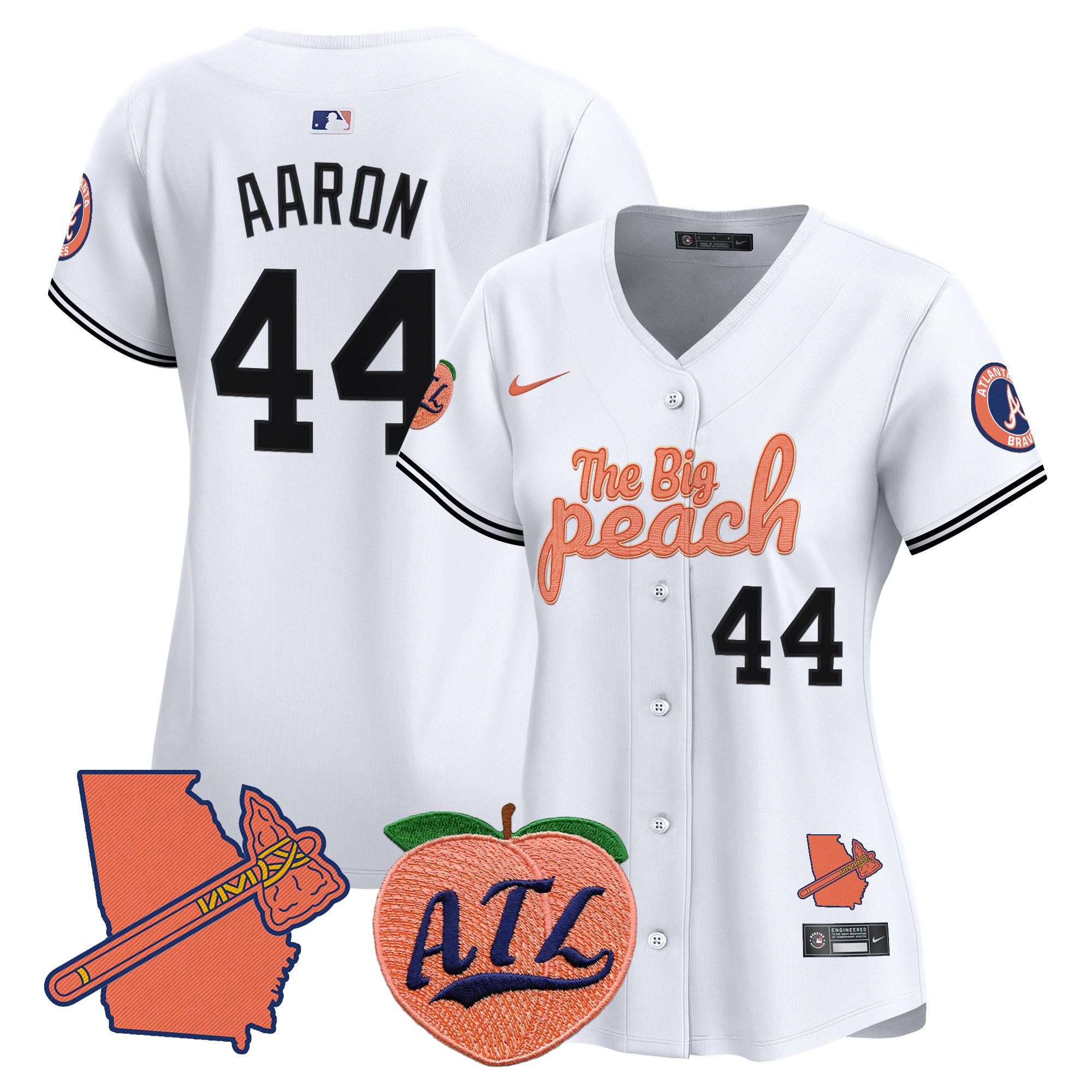 Women's Hank Aaron Atlanta Braves The Big Peach Vapor Premier Limited White Jersey - All Stitched