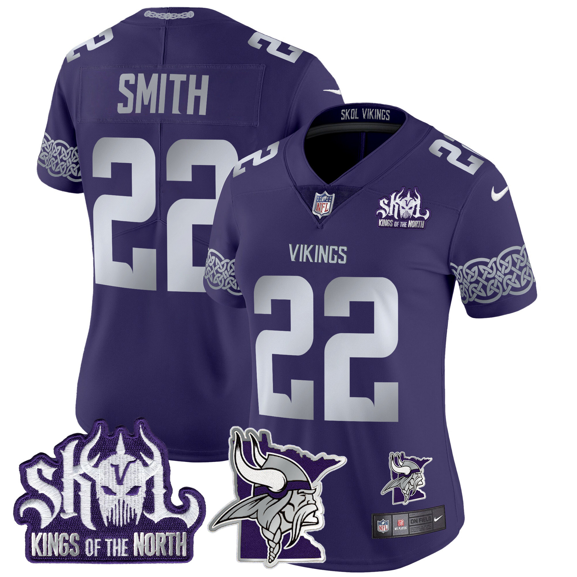 Women's Harrison Smith Minnesota Vikings 2024 Winter Warrior Skol Patch Vapor Limited Purple Jersey V2 - All Stitched