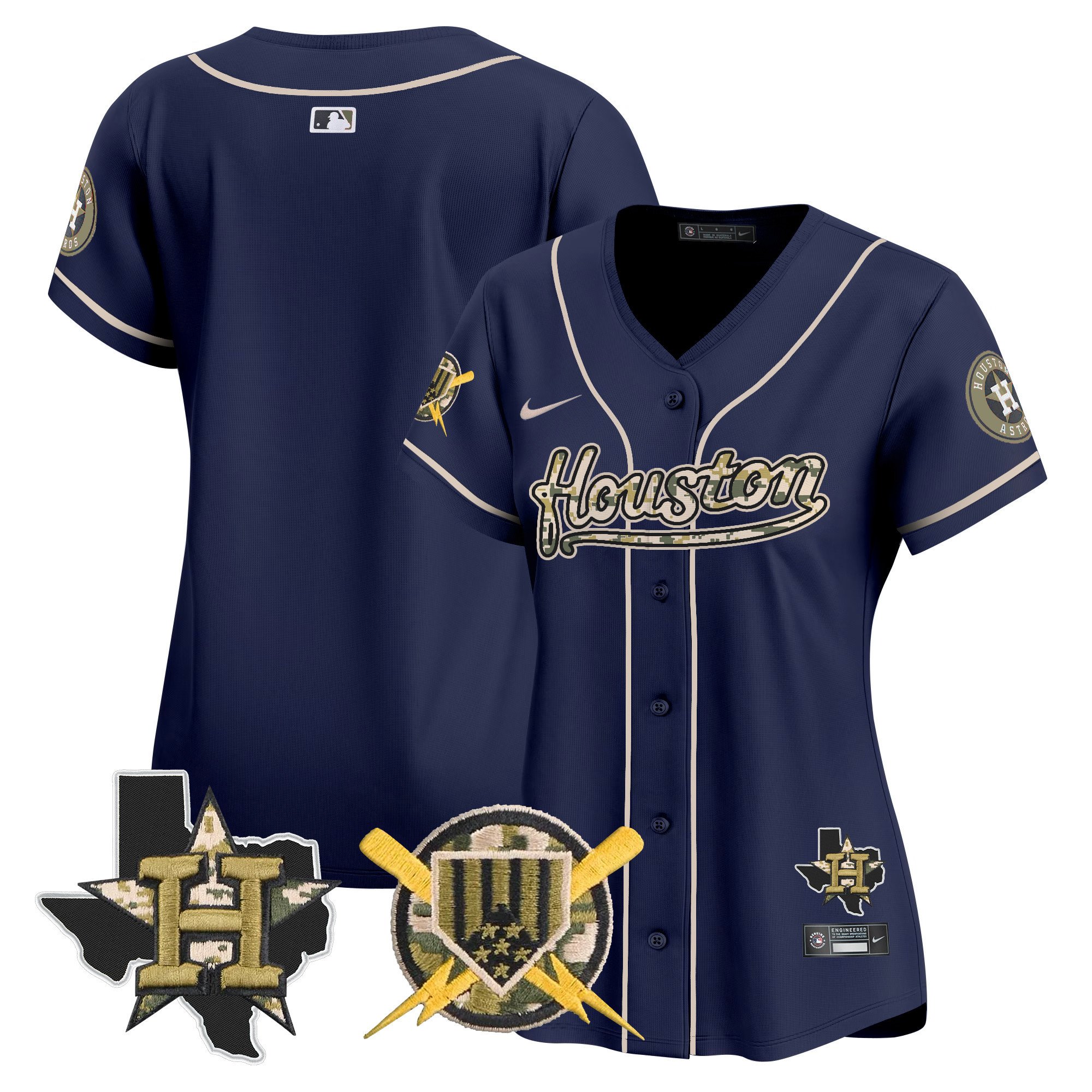 Women's Houston Astros Armed Forces Day Vapor Premier Limited Navy Jersey - All Stitched