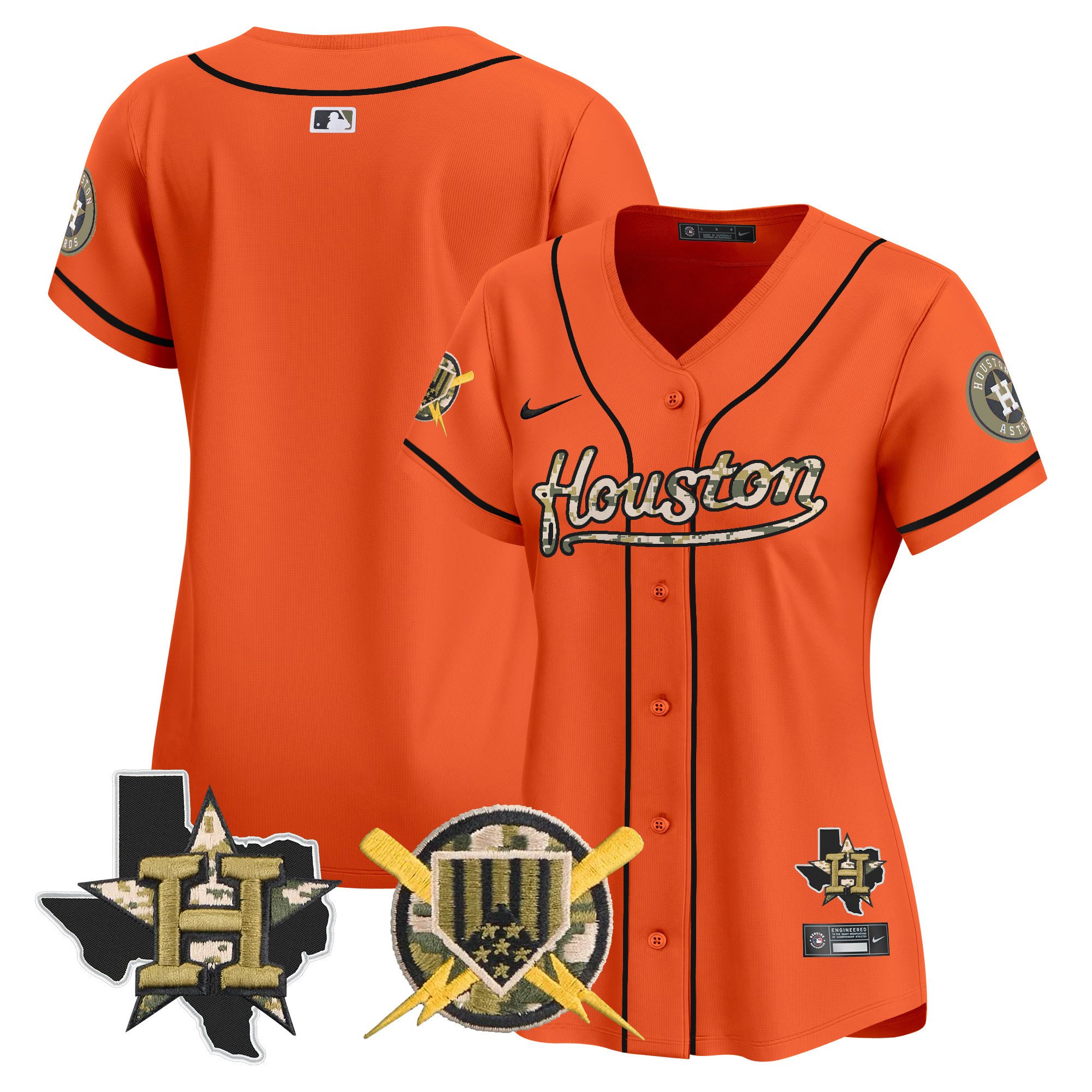 Women's Houston Astros Armed Forces Day Vapor Premier Limited Orange Jersey - All Stitched
