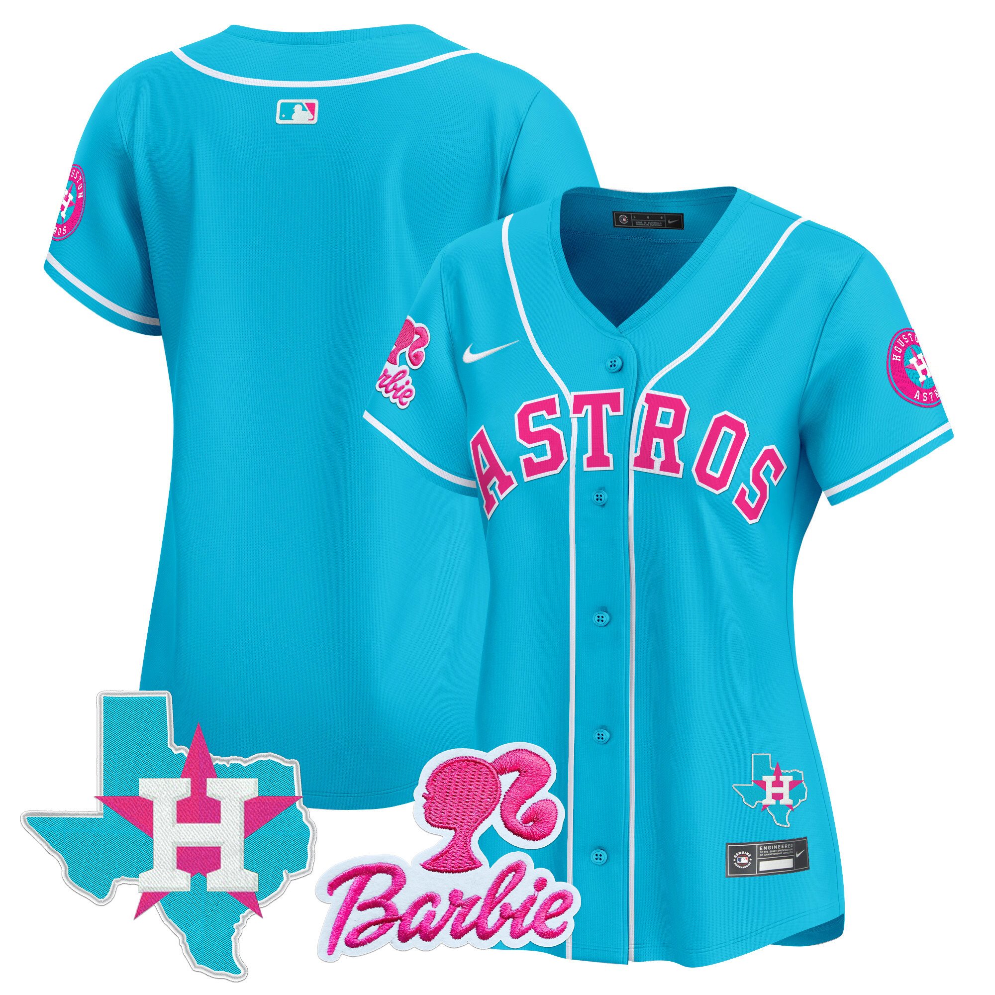 Women's Houston Astros Barbie Patch Vapor Premier Limited Light Blue Jersey - All Stitched