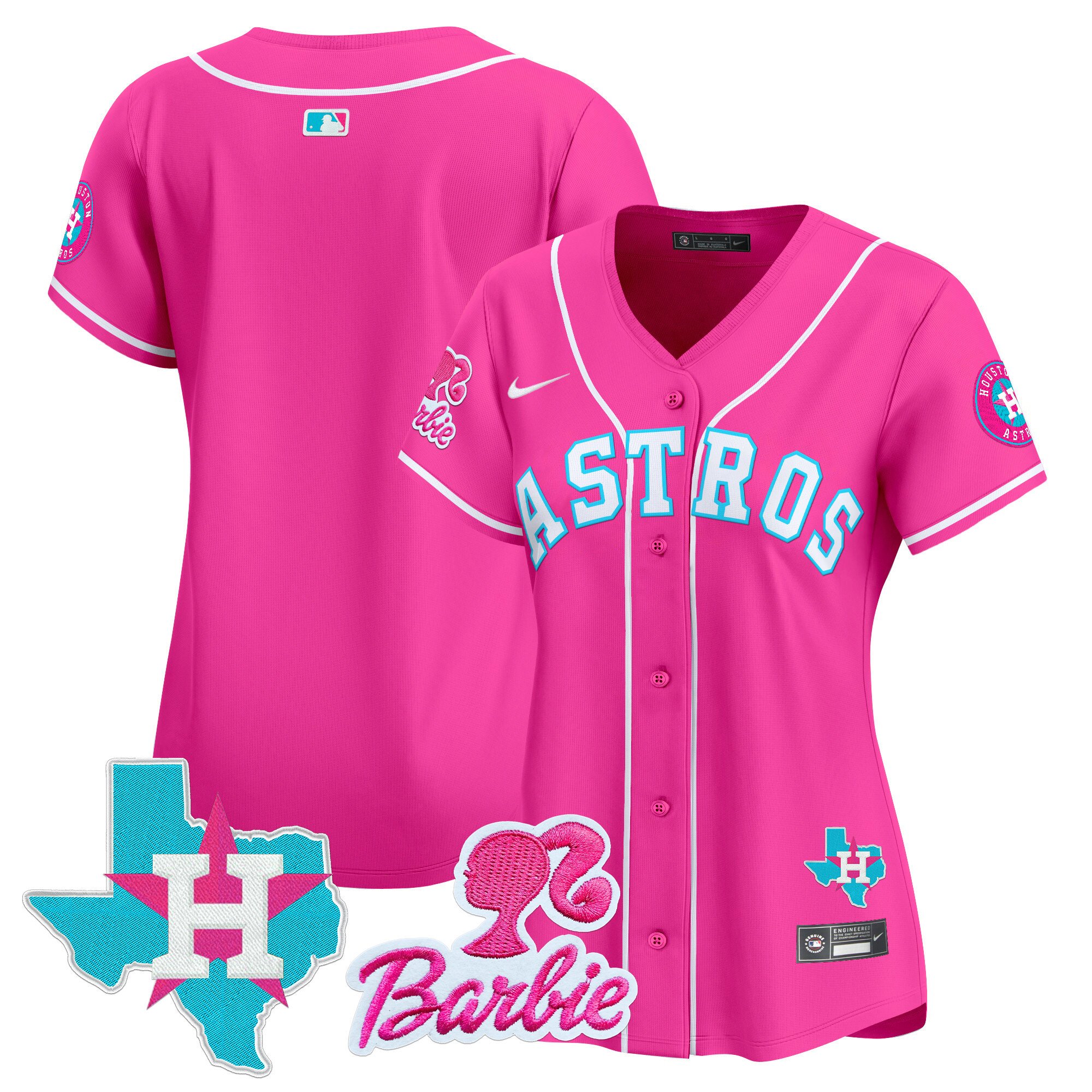 Women's Houston Astros Barbie Patch Vapor Premier Limited Pink Jersey - All Stitched