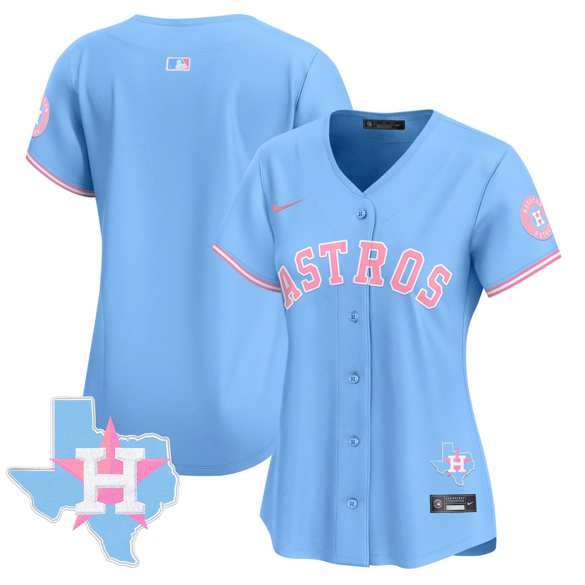 Women's Houston Astros Bubblegum Pink Vapor Premier Limited Light Blue Jersey - All Stitched