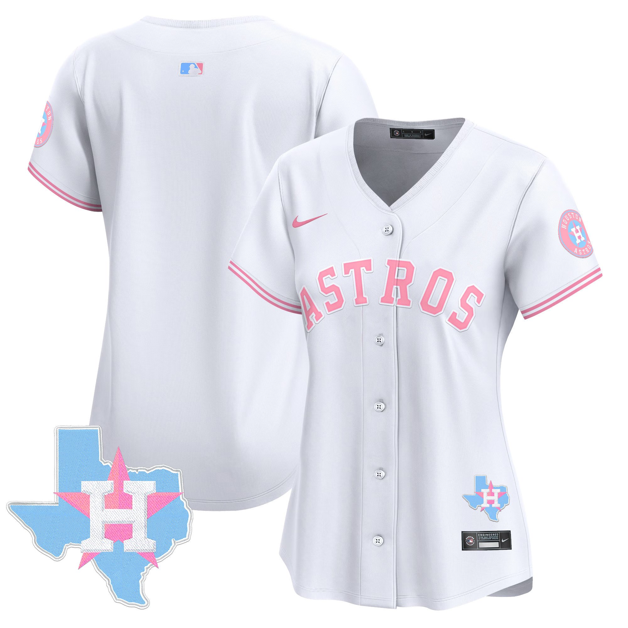 Women's Houston Astros Bubblegum Pink Vapor Premier Limited White Jersey - All Stitched