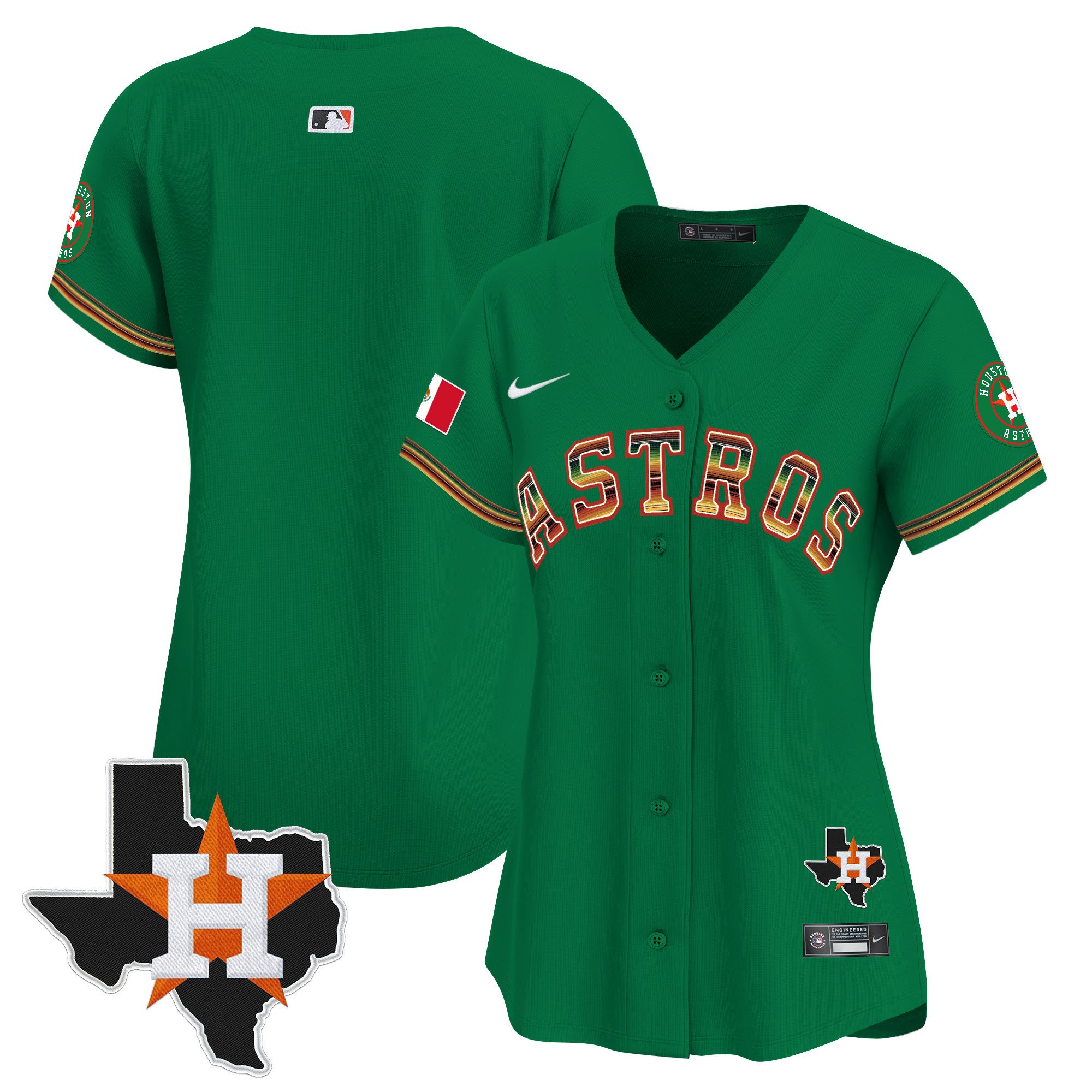 Women's Houston Astros Mexico Traditional Style Vapor Premier Limited Green Jersey - All Stitched
