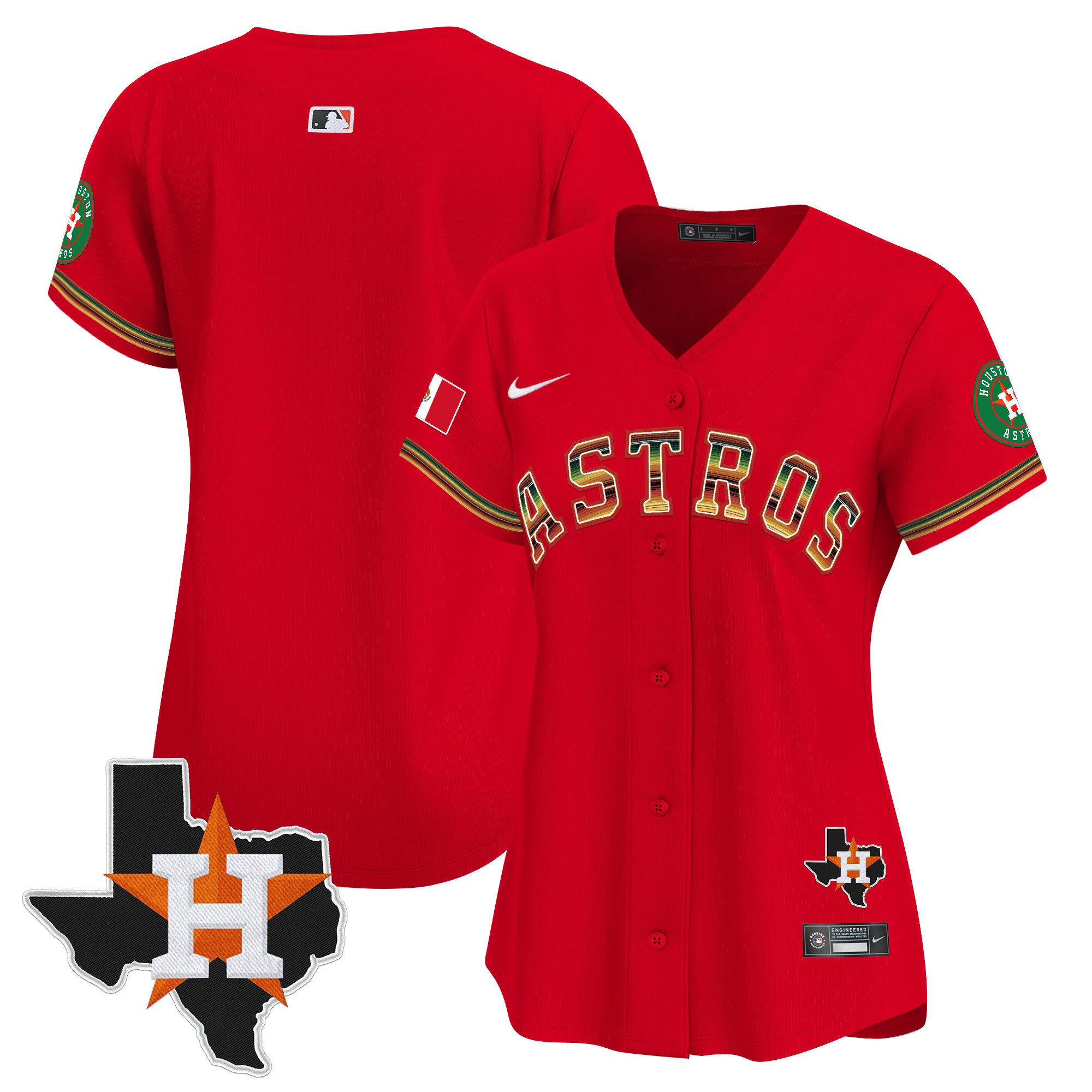 Women's Houston Astros Mexico Traditional Style Vapor Premier Limited Red Jersey - All Stitched