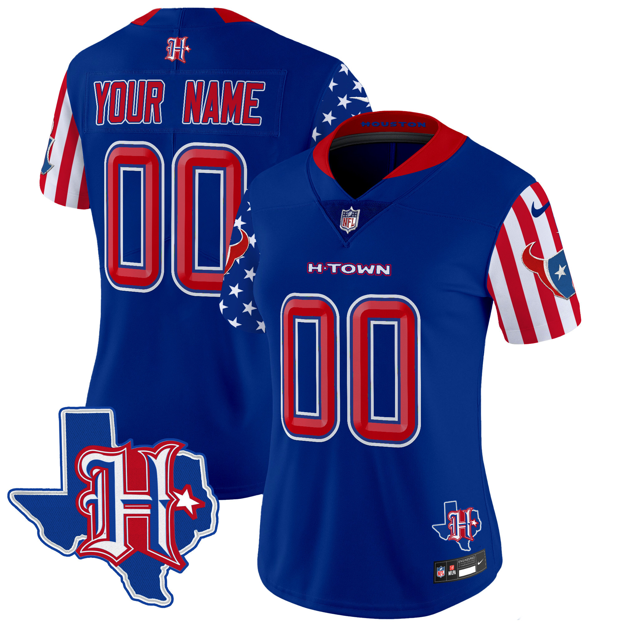 Women's Houston Texans American Style Vapor Limited Custom Royal Jersey - All Stitched