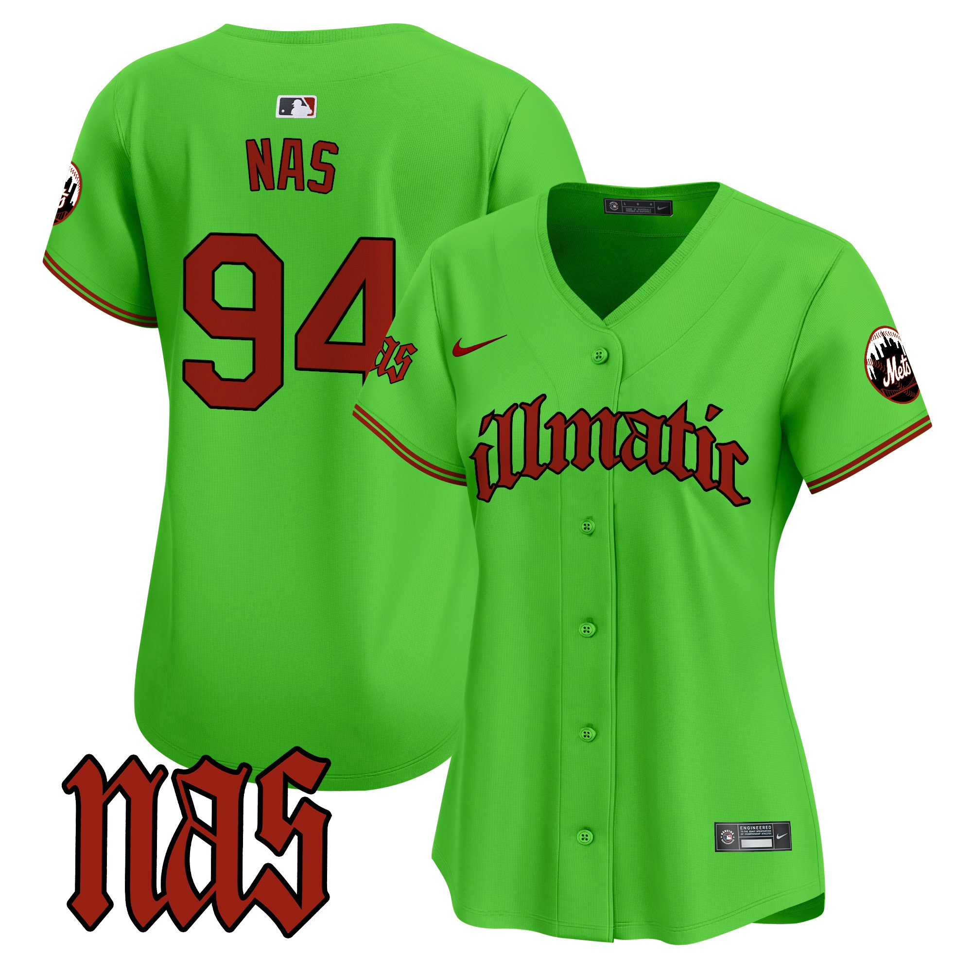 Women's Illmatic 1994 New York Mets Nas Illmatic Vapor Premier Limited Green Jersey - All Stitched