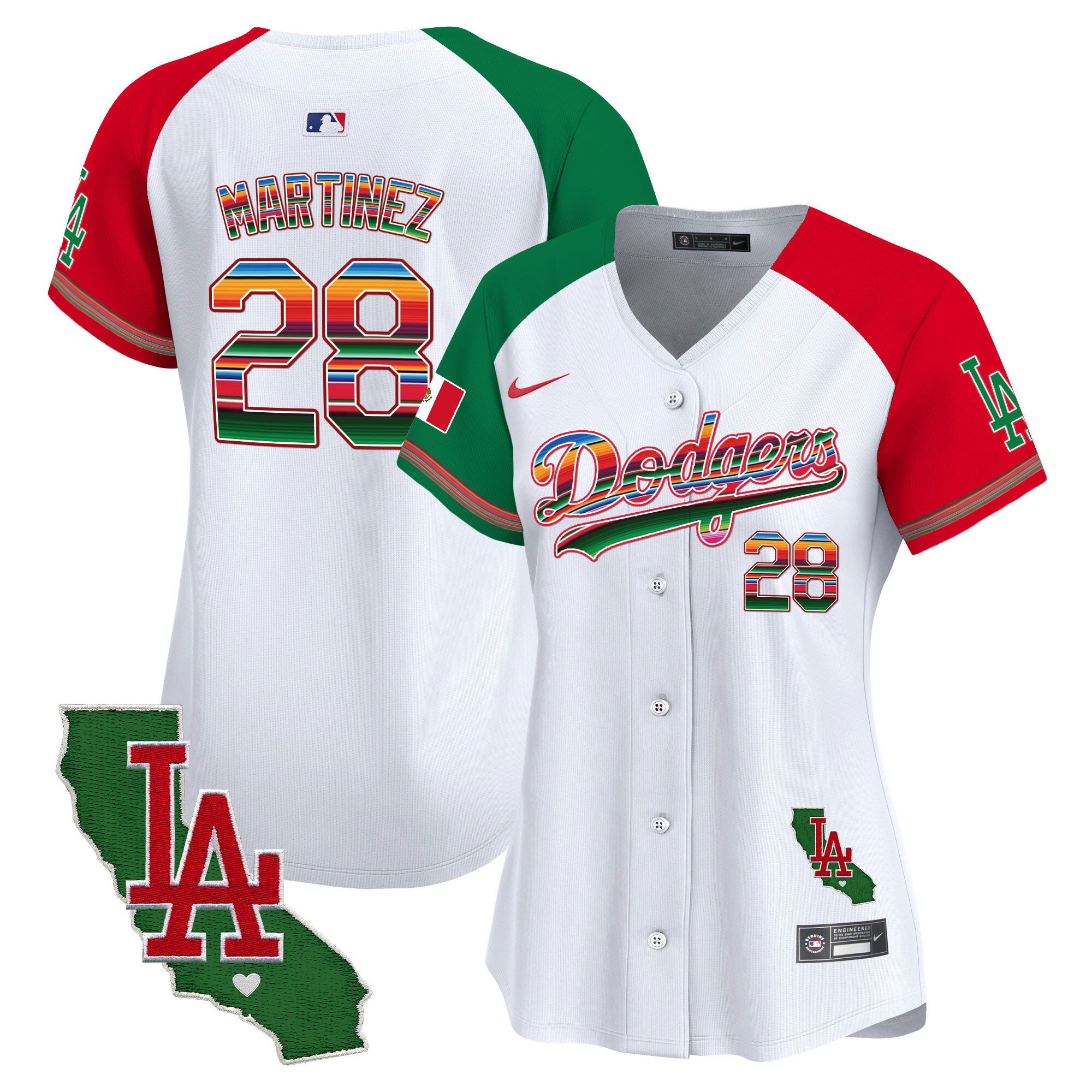 Women's J.D. Martinez Los Angeles Dodgers Mexico California Patch Vapor Premier Limited Alternate Jersey V2 - All Stitched