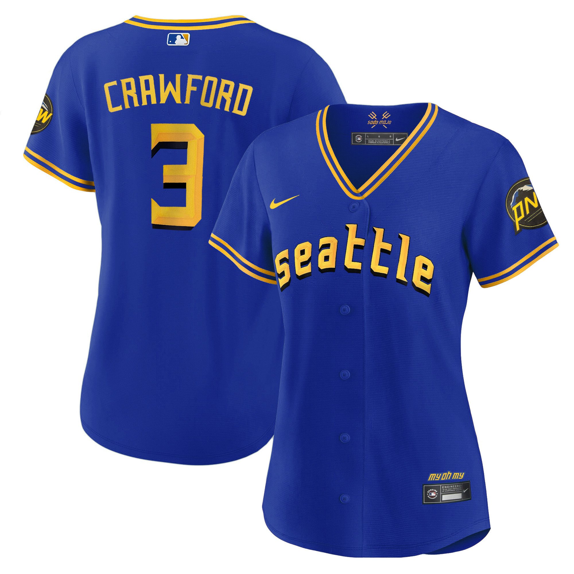 Women's J.P. Crawford Seattle Mariners 2023 City Connect Gold Royal Jersey - All Stitched