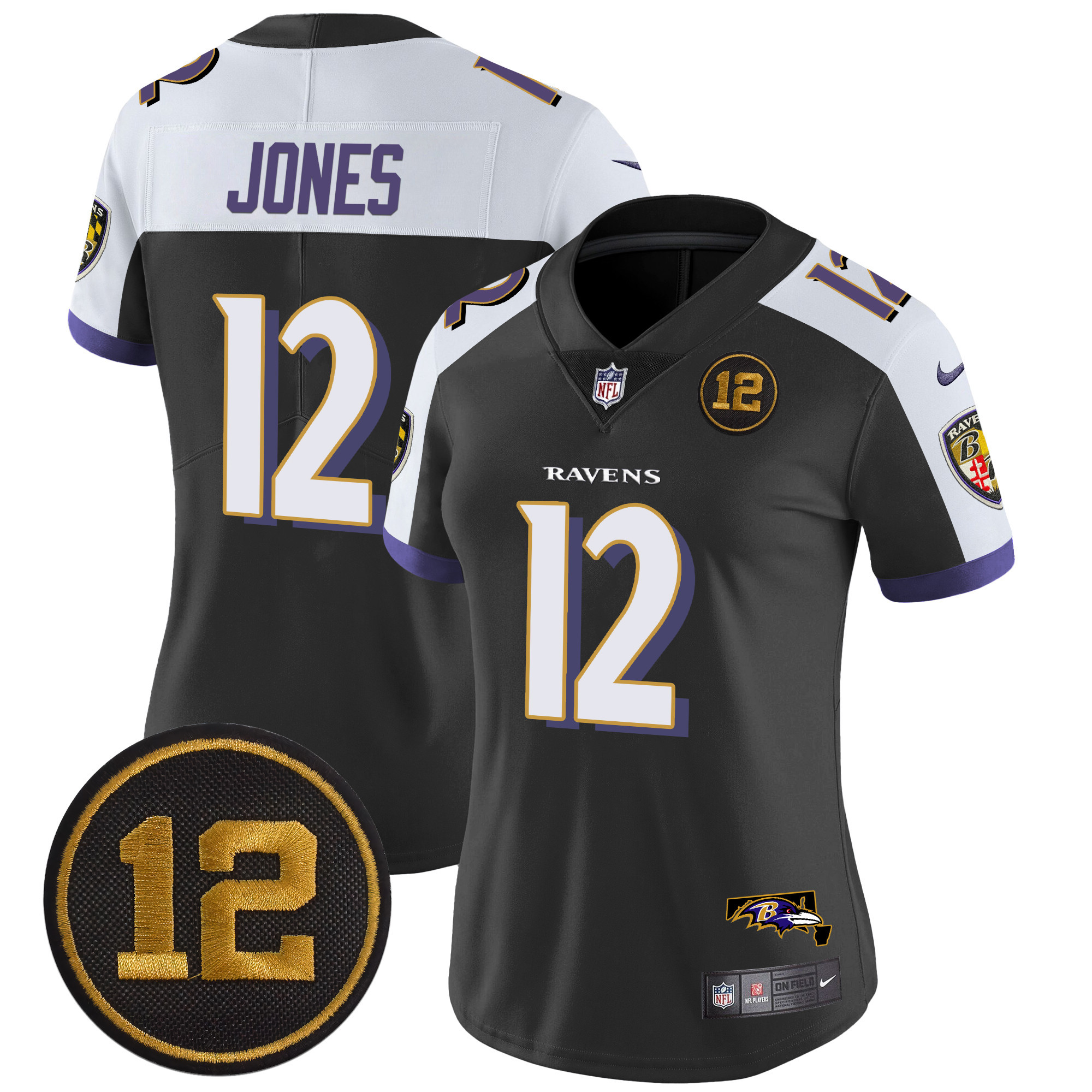 Women's Jacoby Jones Baltimore Ravens Jacoby Jones Patch Vapor Limited Black Alternate Jersey - All Stitched
