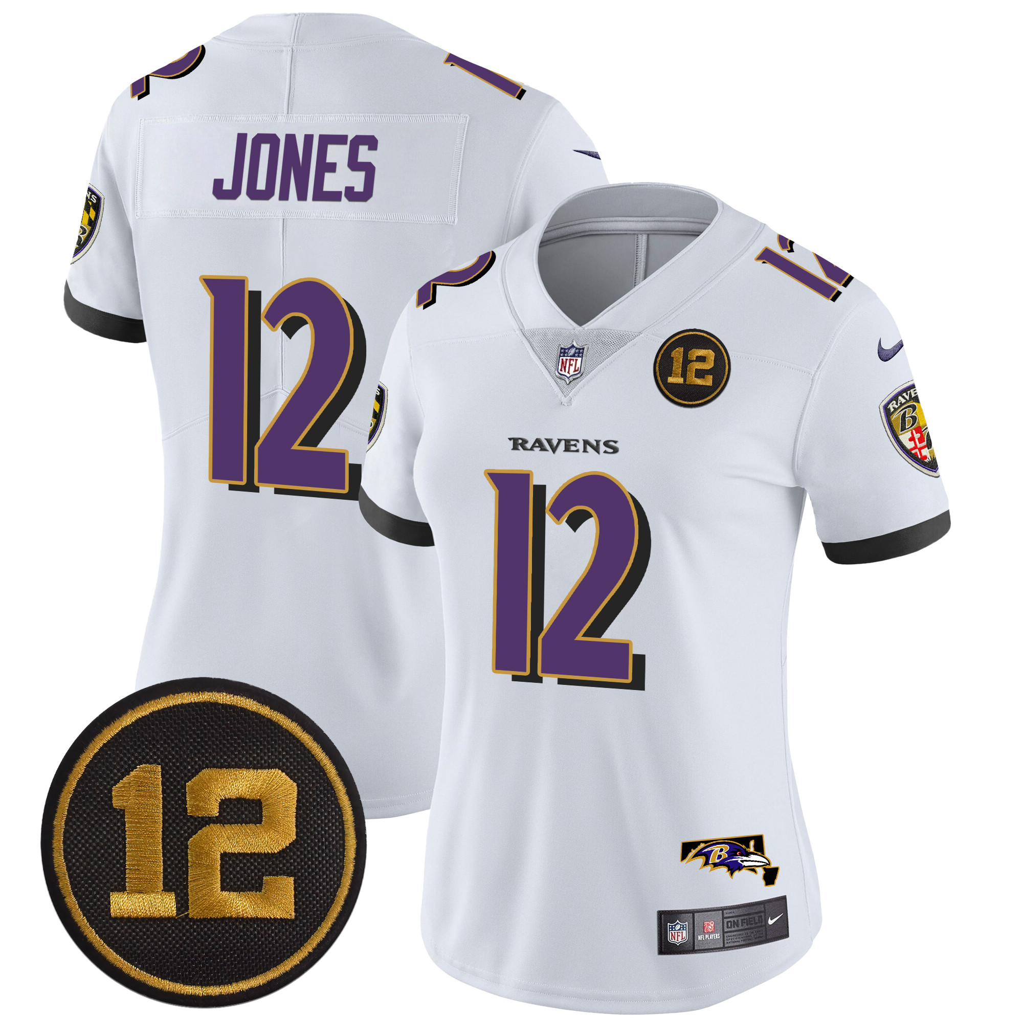 Women's Jacoby Jones Baltimore Ravens Jacoby Jones Patch Vapor Limited White Jersey - All Stitched