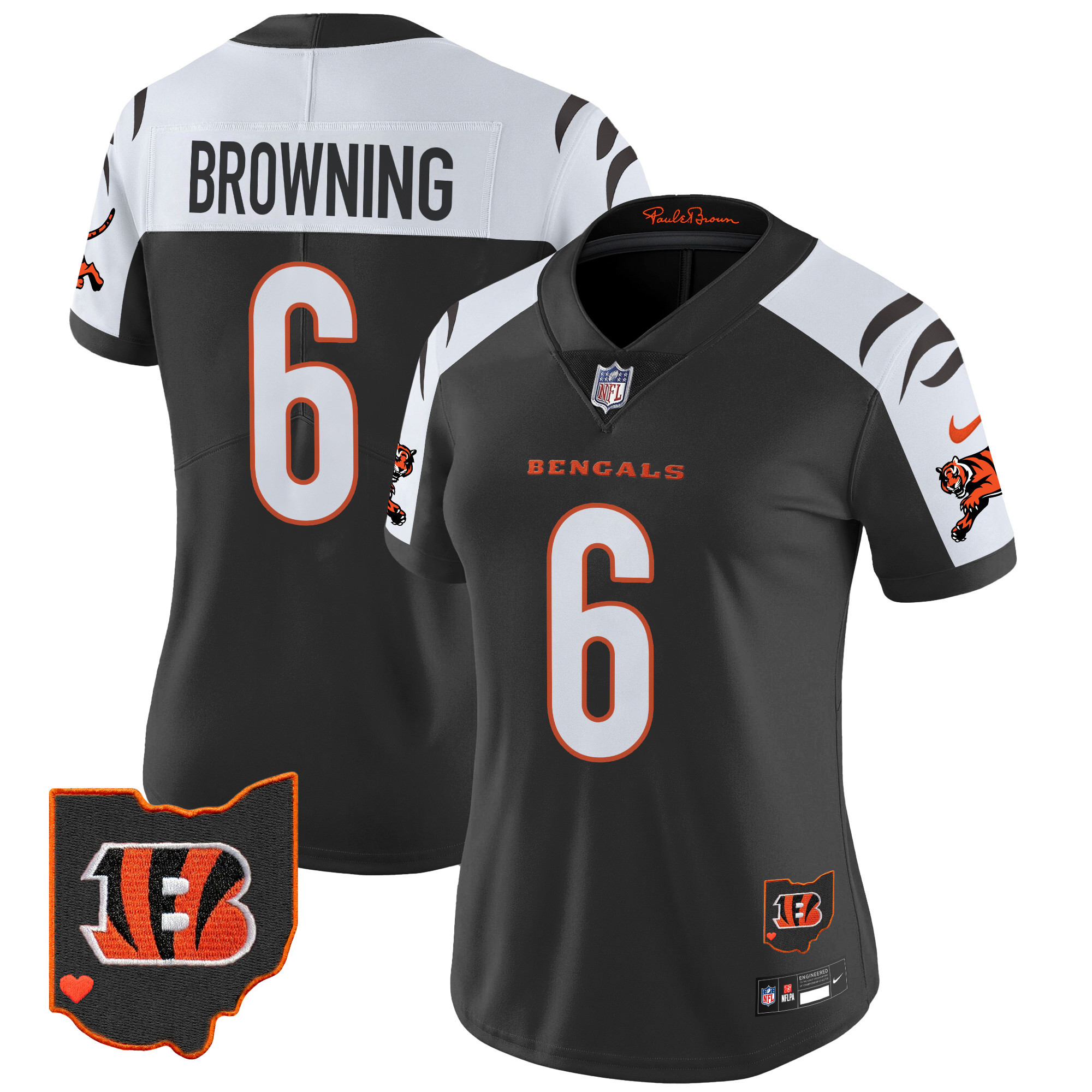 Women's Jake Browning Cincinnati Bengals 2024 Vapor Limited Alternate Jersey - All Stitched