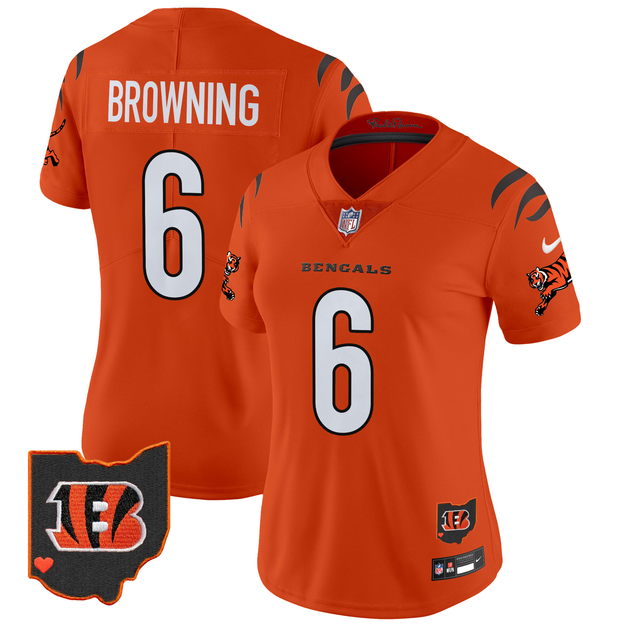 Women's Jake Browning Cincinnati Bengals 2024 Vapor Limited Orange Jersey - All Stitched