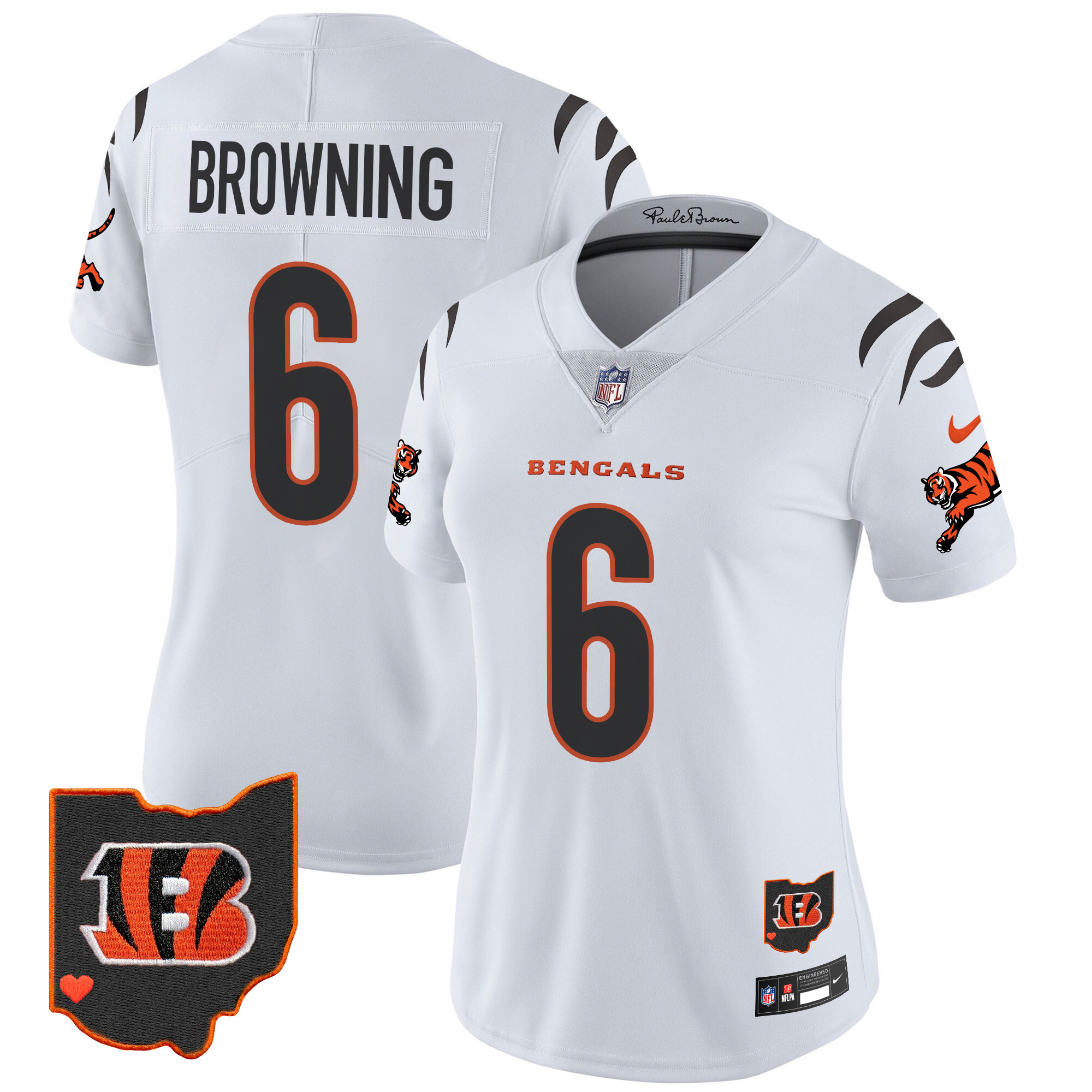 Women's Jake Browning Cincinnati Bengals 2024 Vapor Limited White Jersey - All Stitched