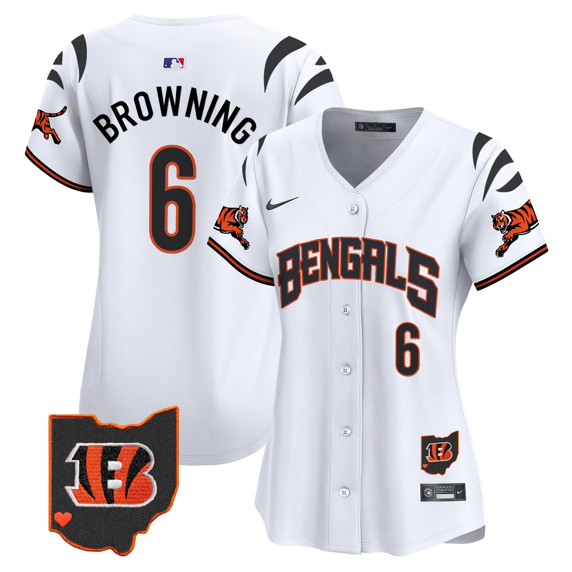 Women's Jake Browning Cincinnati Bengals Vapor Premier Limited White Jersey - All Stitched