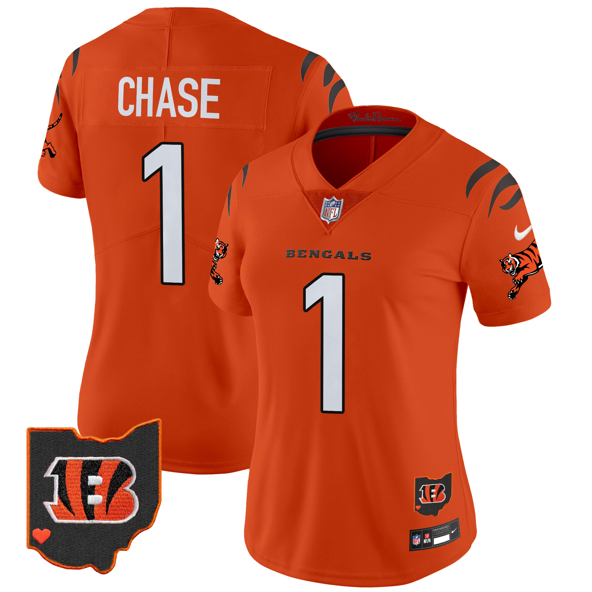 Women's Ja'Marr Chase Cincinnati Bengals 2024 Vapor Limited Orange Jersey - All Stitched