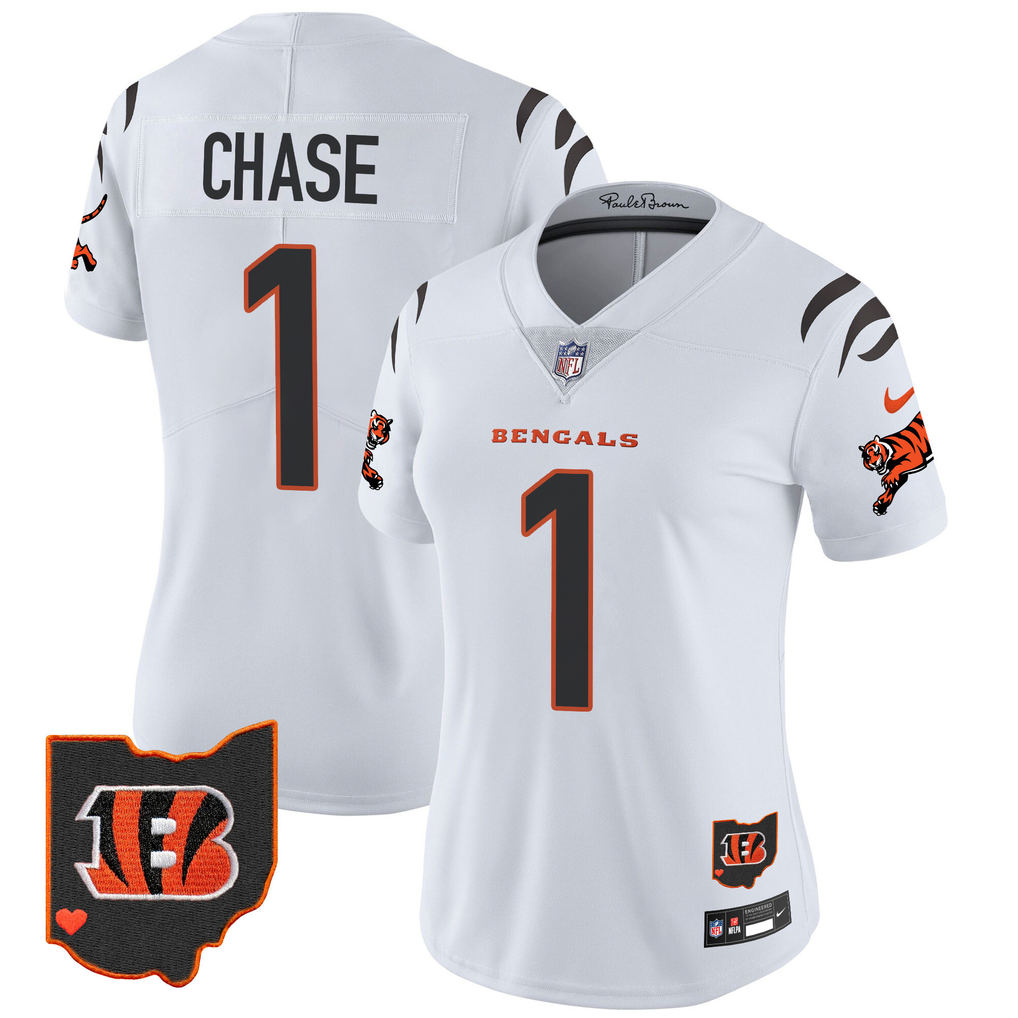 Women's Ja'Marr Chase Cincinnati Bengals 2024 Vapor Limited White Jersey - All Stitched
