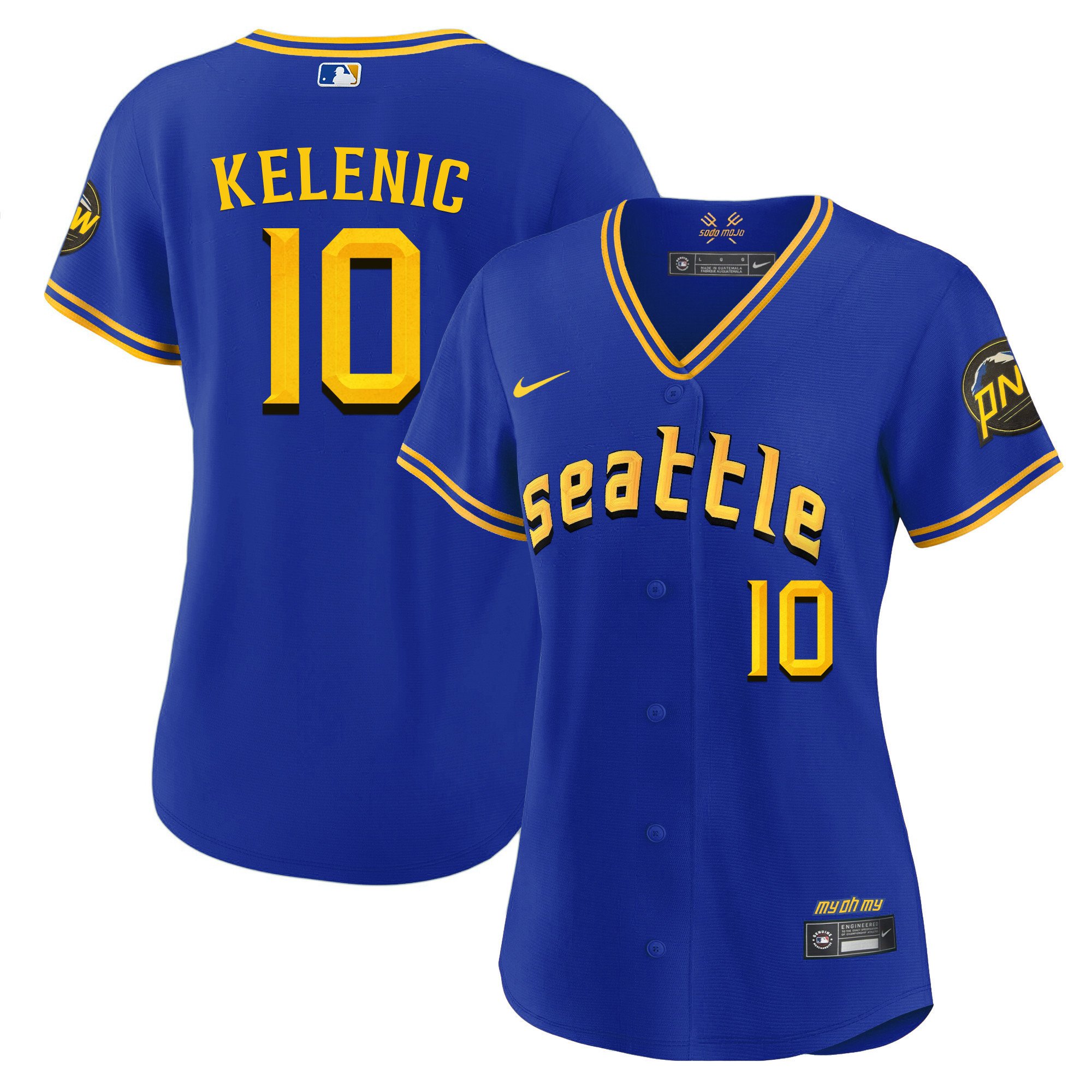 Women's Jarred Kelenic Seattle Mariners 2023 City Connect Fan Made Royal Jersey - All Stitched