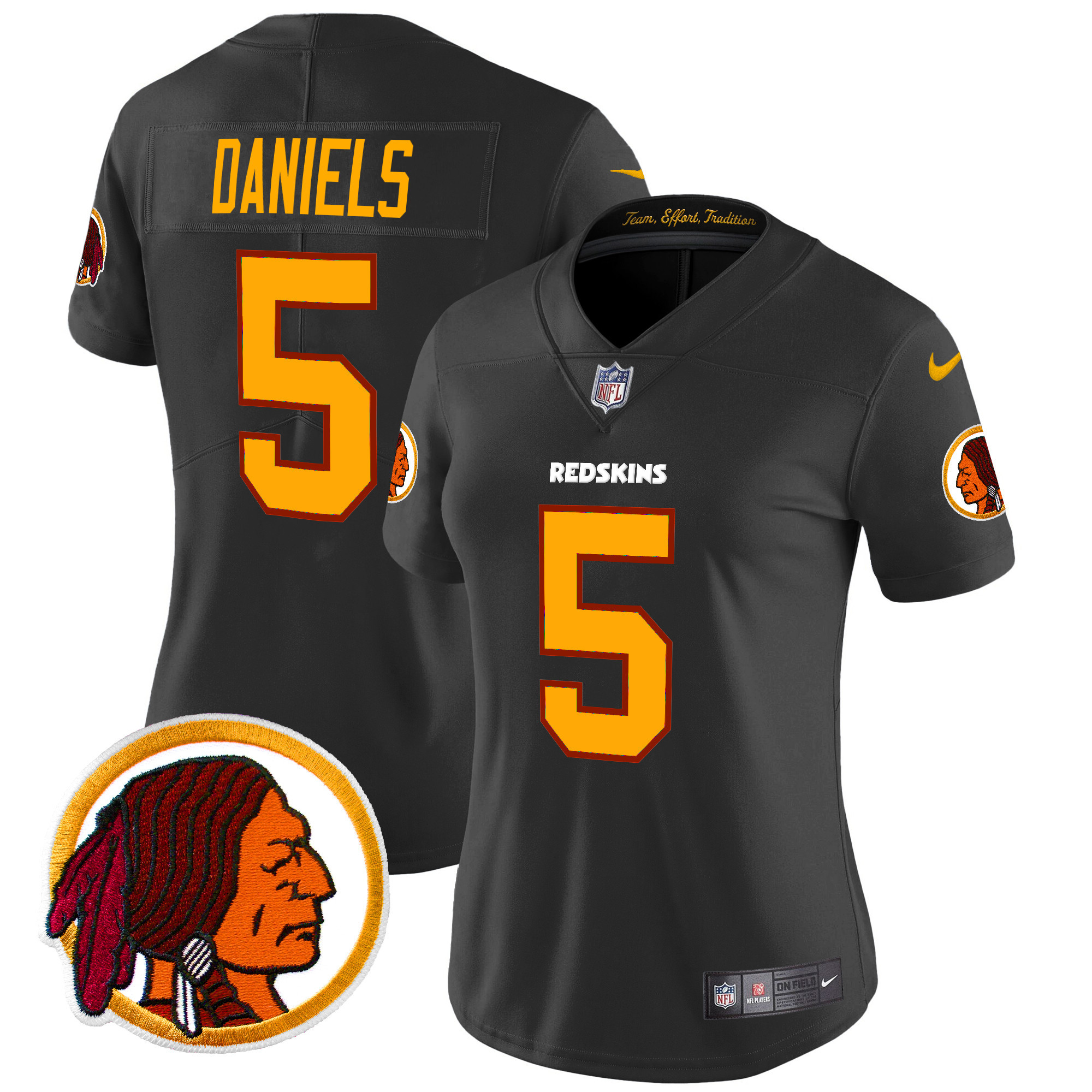 Women's Jayden Daniels Washington Redskins Throwback Vapor Limited Black Jersey V2 - All Stitched