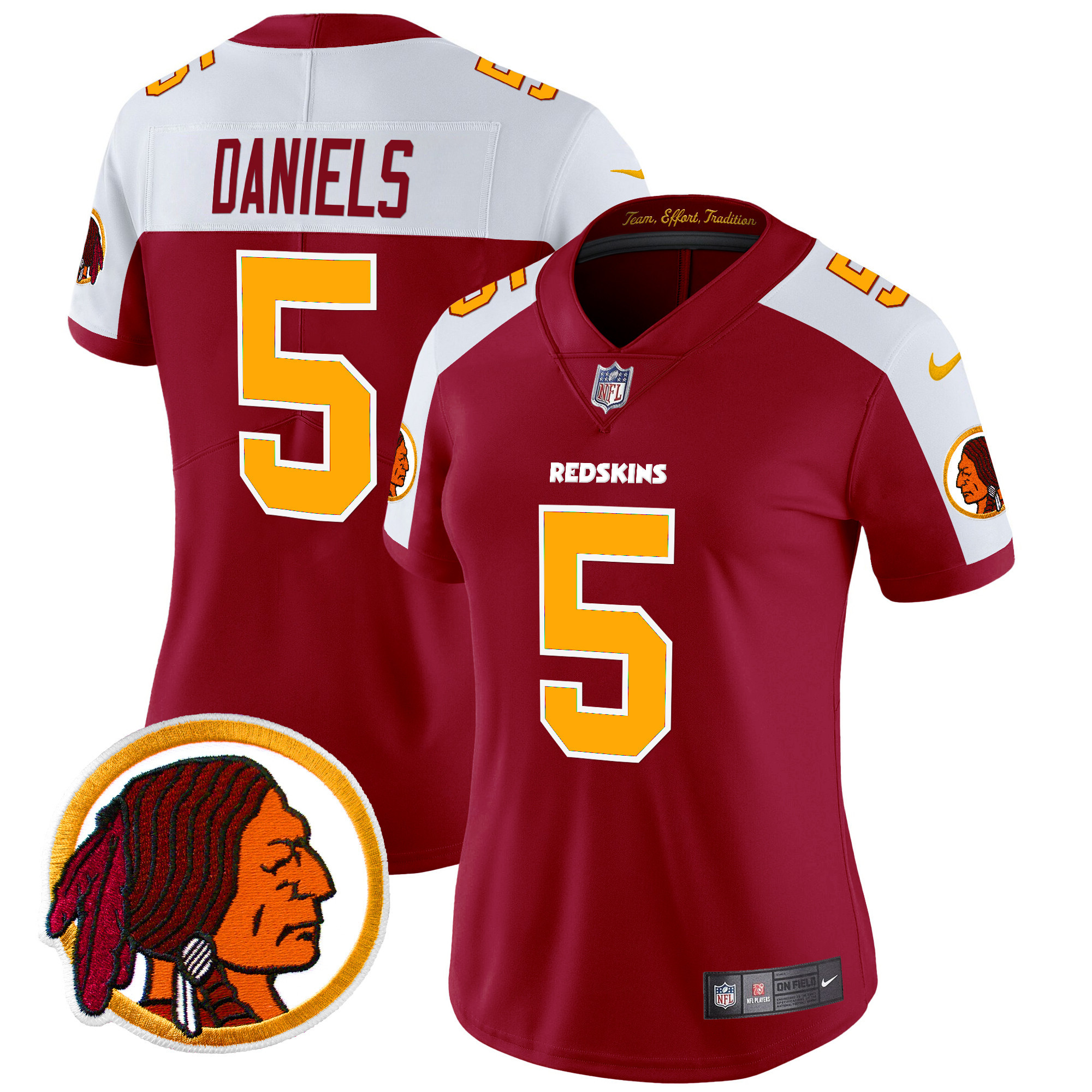 Women's Jayden Daniels Washington Redskins Throwback Vapor Limited Burgundy Alternate Jersey V2 - All Stitched