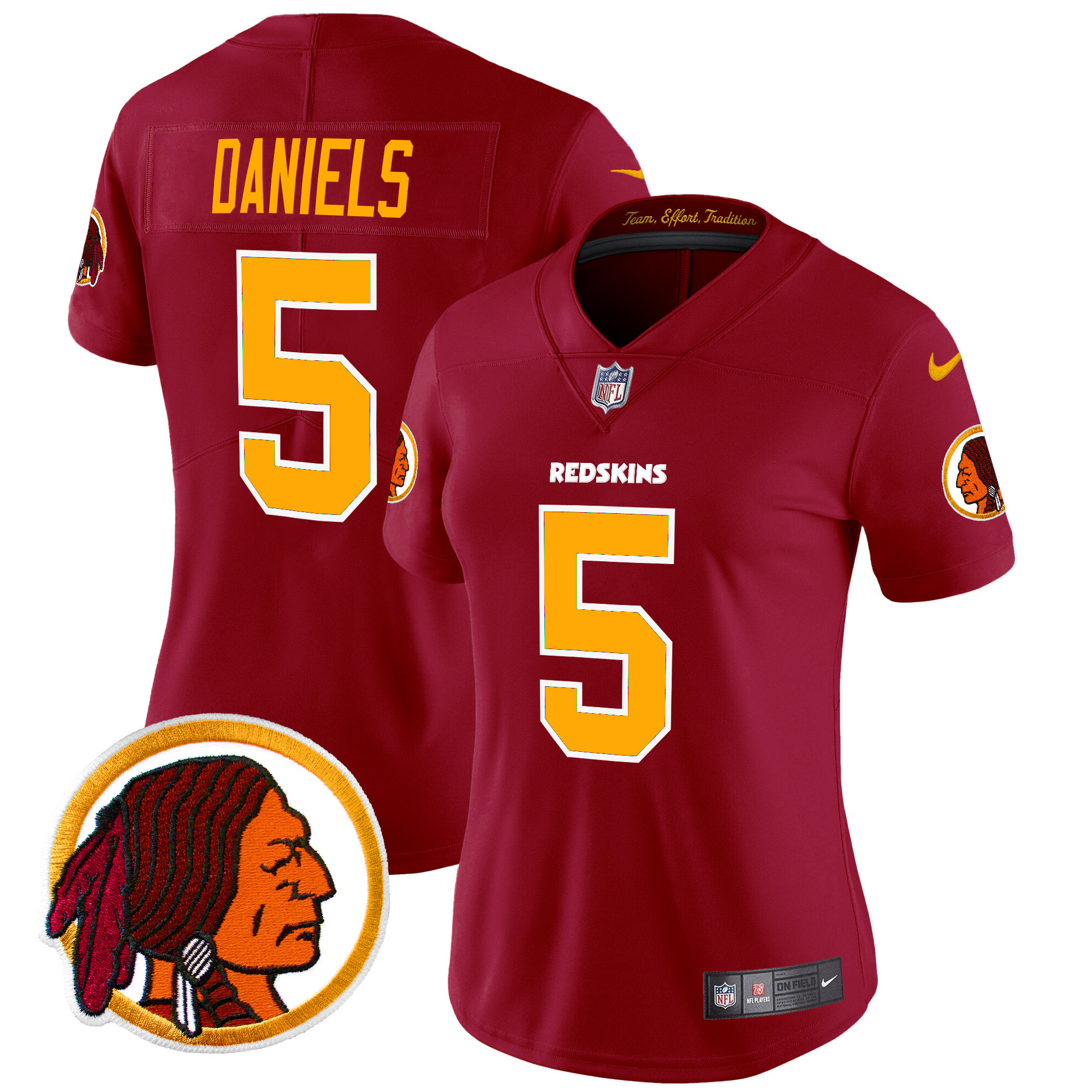 Women's Jayden Daniels Washington Redskins Throwback Vapor Limited Burgundy Jersey V2 - All Stitched