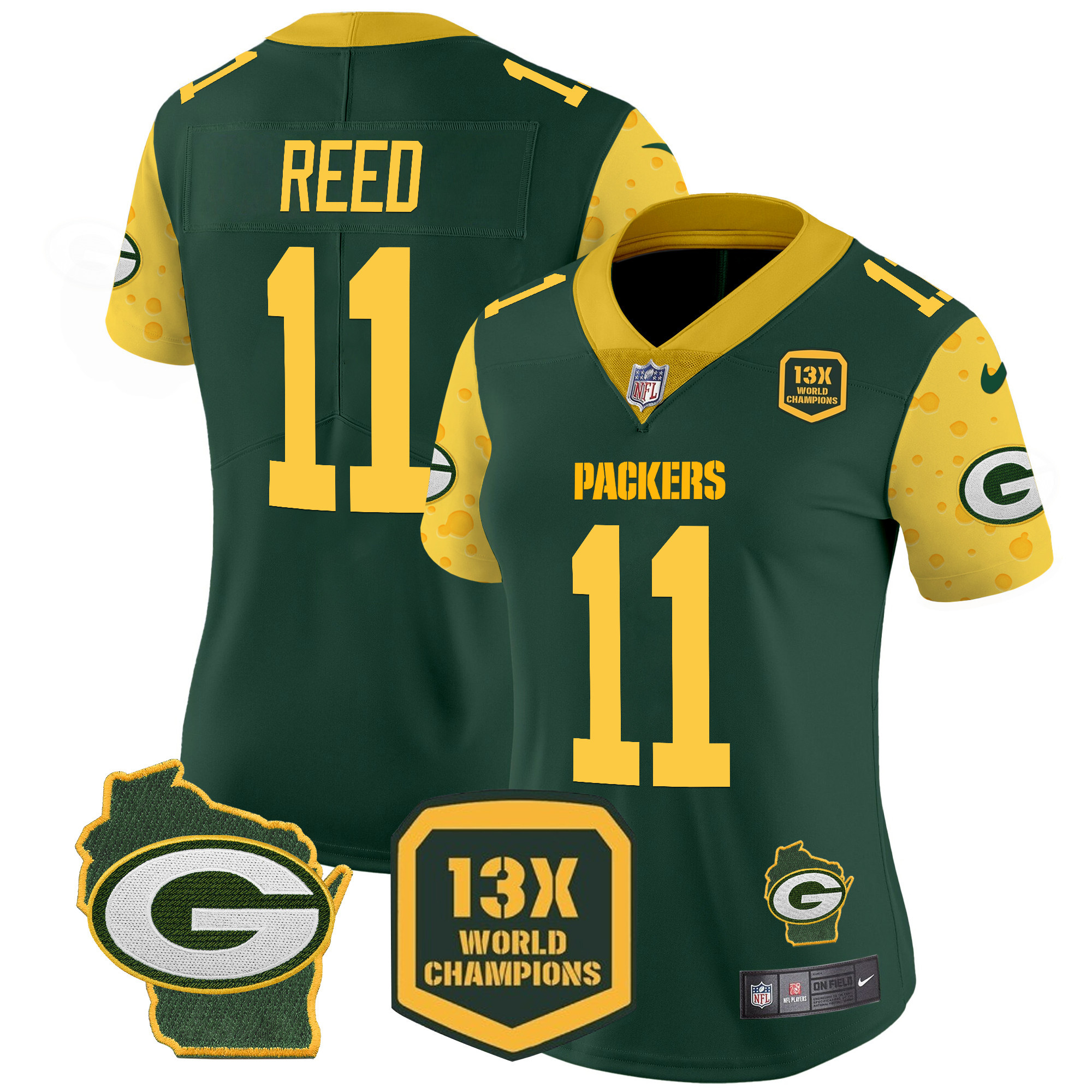 Women's Jayden Reed Green Bay Packers Cheese Vapor Limited Green Jersey â€“ All Stitched