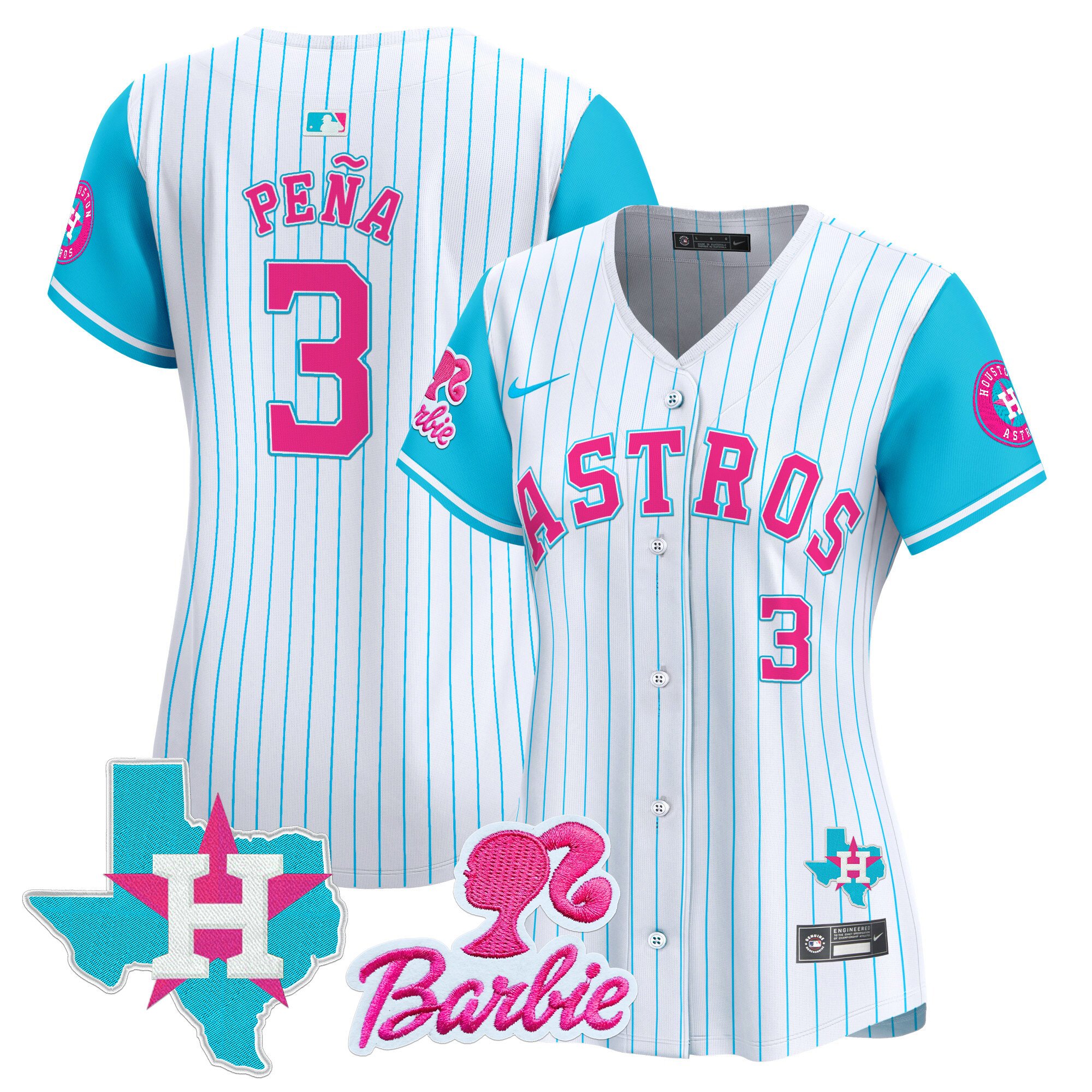 Women's Jeremy Pena Houston Astros Barbie Patch Vapor Premier Limited Pinstripe Jersey - All Stitched