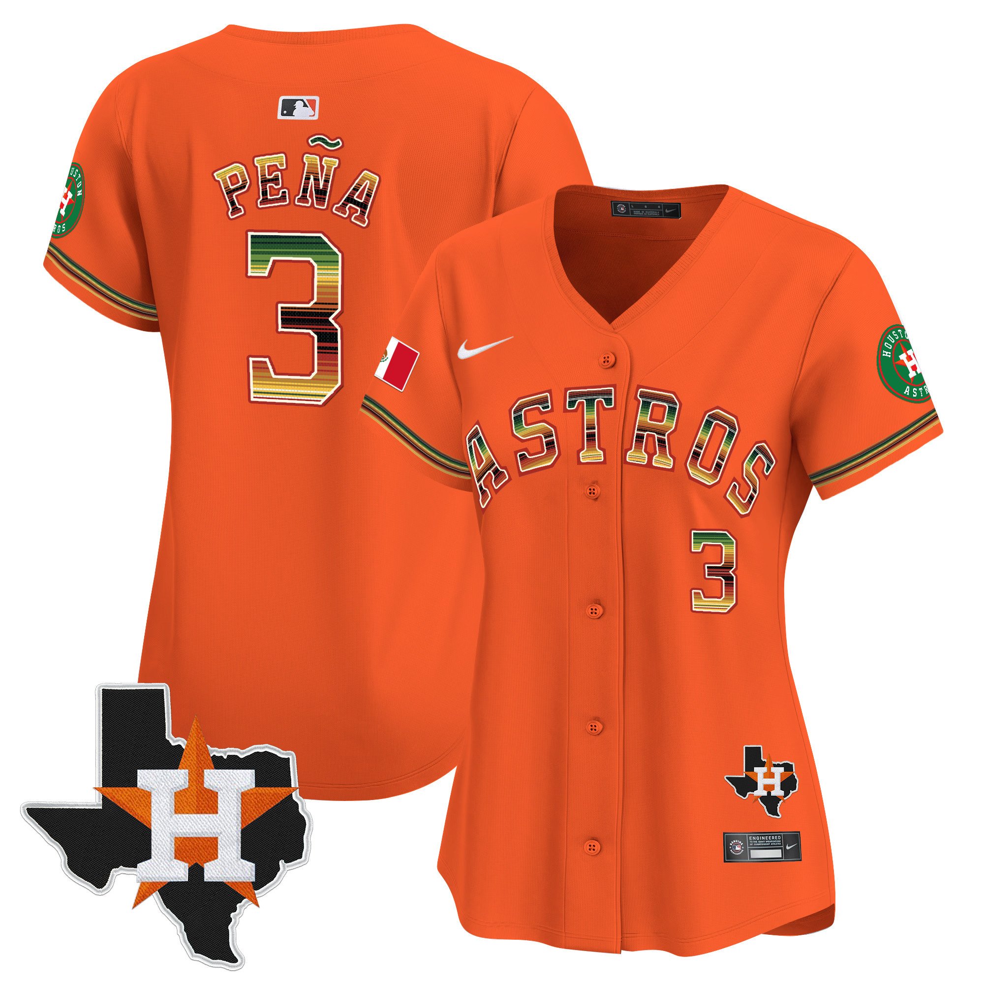 Women's Jeremy Pena Houston Astros Mexico Traditional Style Vapor Premier Limited Orange Jersey - All Stitched