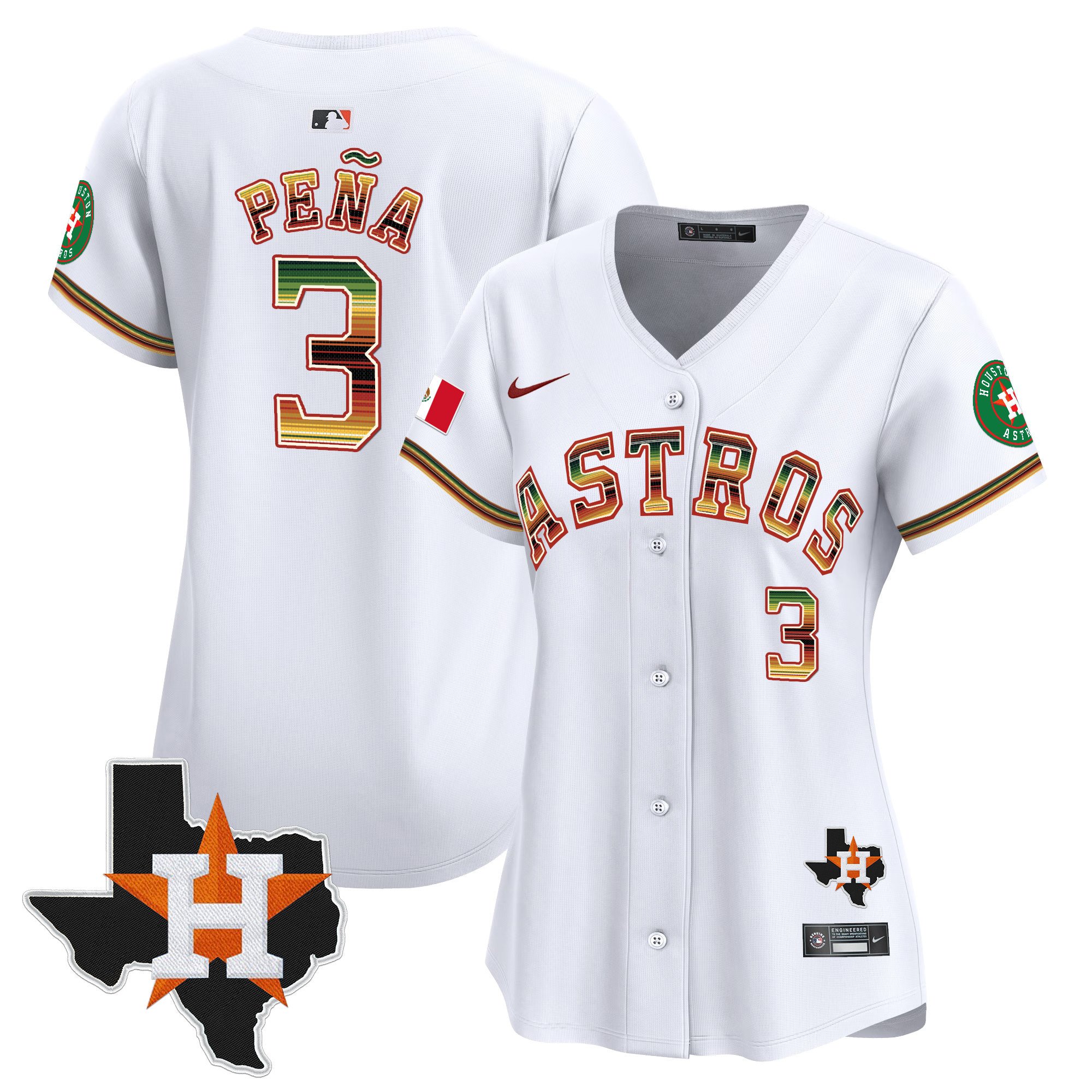 Women's Jeremy Pena Houston Astros Mexico Traditional Style Vapor Premier Limited White Jersey - All Stitched