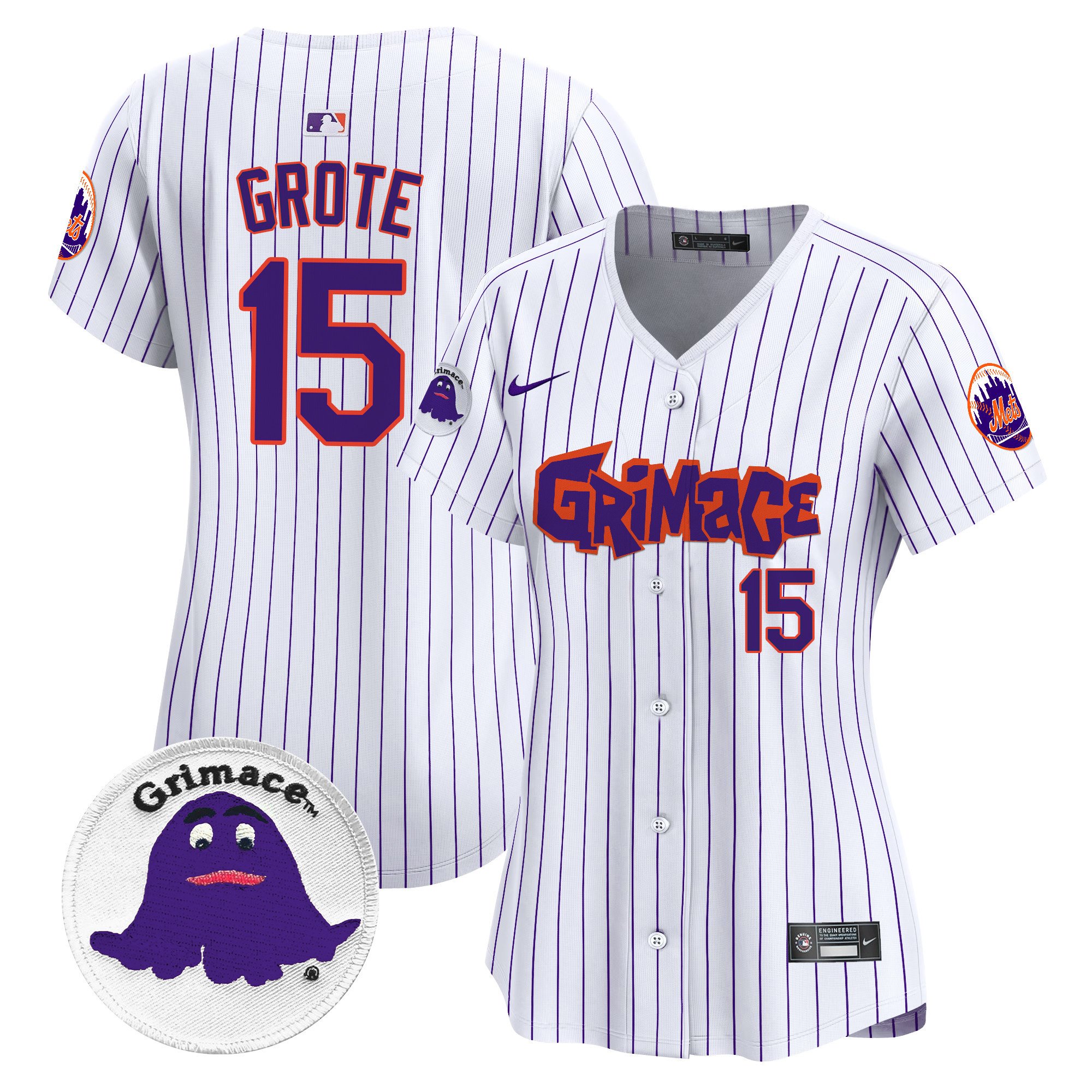Women's Jerry Grote New York Mets Grimace Vapor Premier Limited Pinstripe Jersey V2 - All Stitched