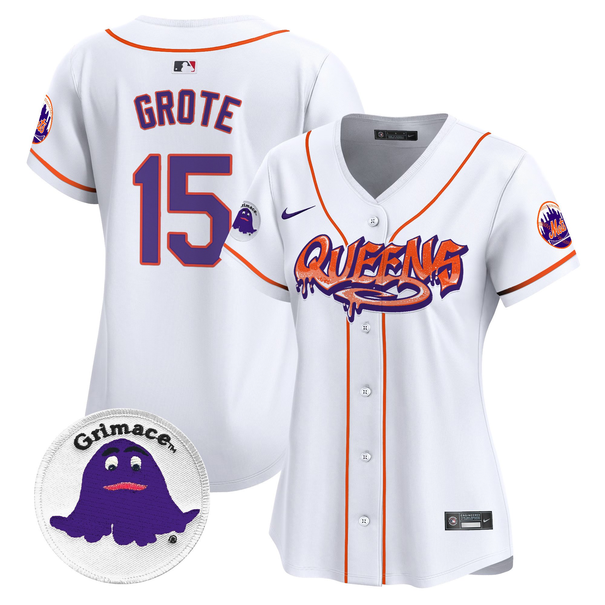 Women's Jerry Grote New York Mets Queens Graffiti Vapor Premier Limited White Jersey - All Stitched